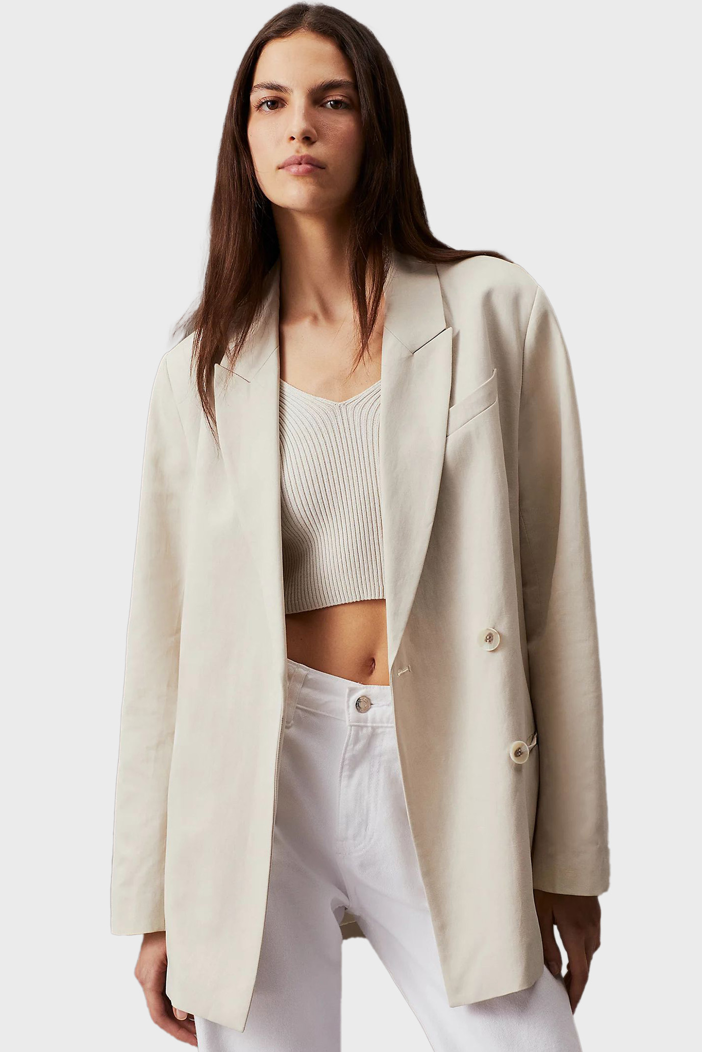 Женский серый жакет LINEN TAILORED RELAXED BLAZER 1