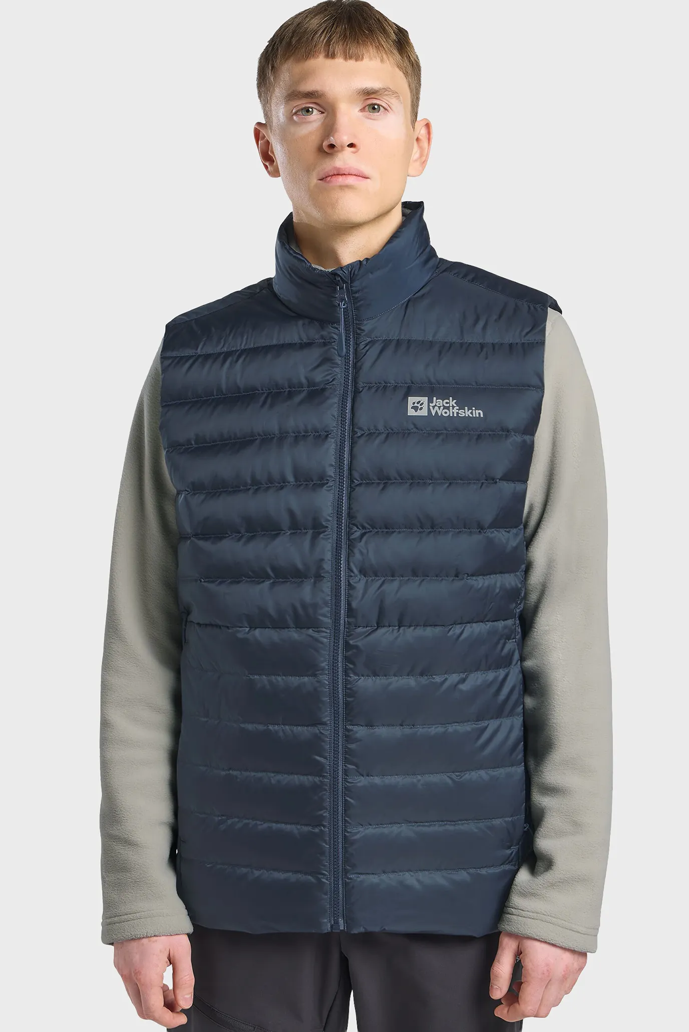 Мужской темно-синий пуховый жилет 1