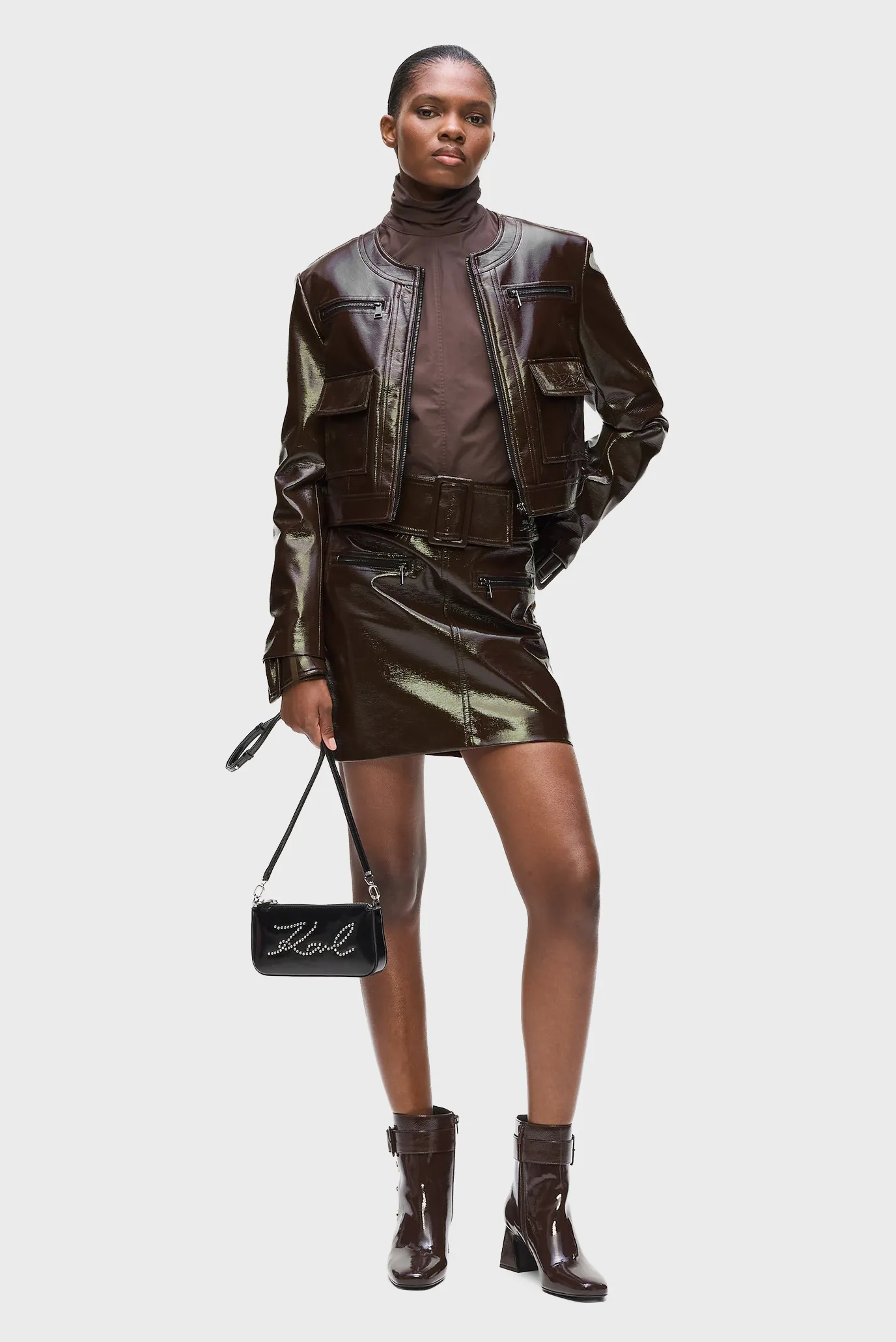 Женская темно-коричневая куртка patent 2