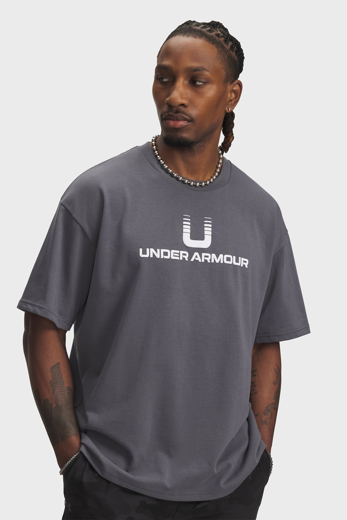 Мужская серая футболка UA HWT U LOGO SS Серый XXL Under Armour 6005150-025 Мужская серая футболка UA HWT U LOGO SS Серый XXL Under Armour 6005150-025