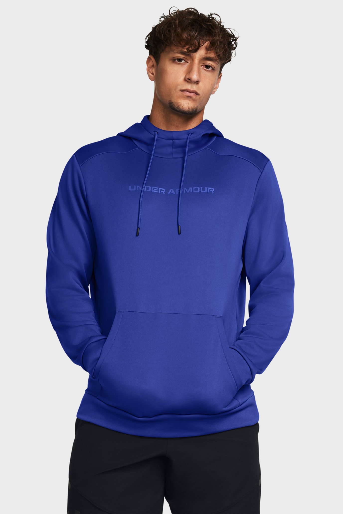 Мужское синее худи UA Armour Fleece Wordmark HD 1