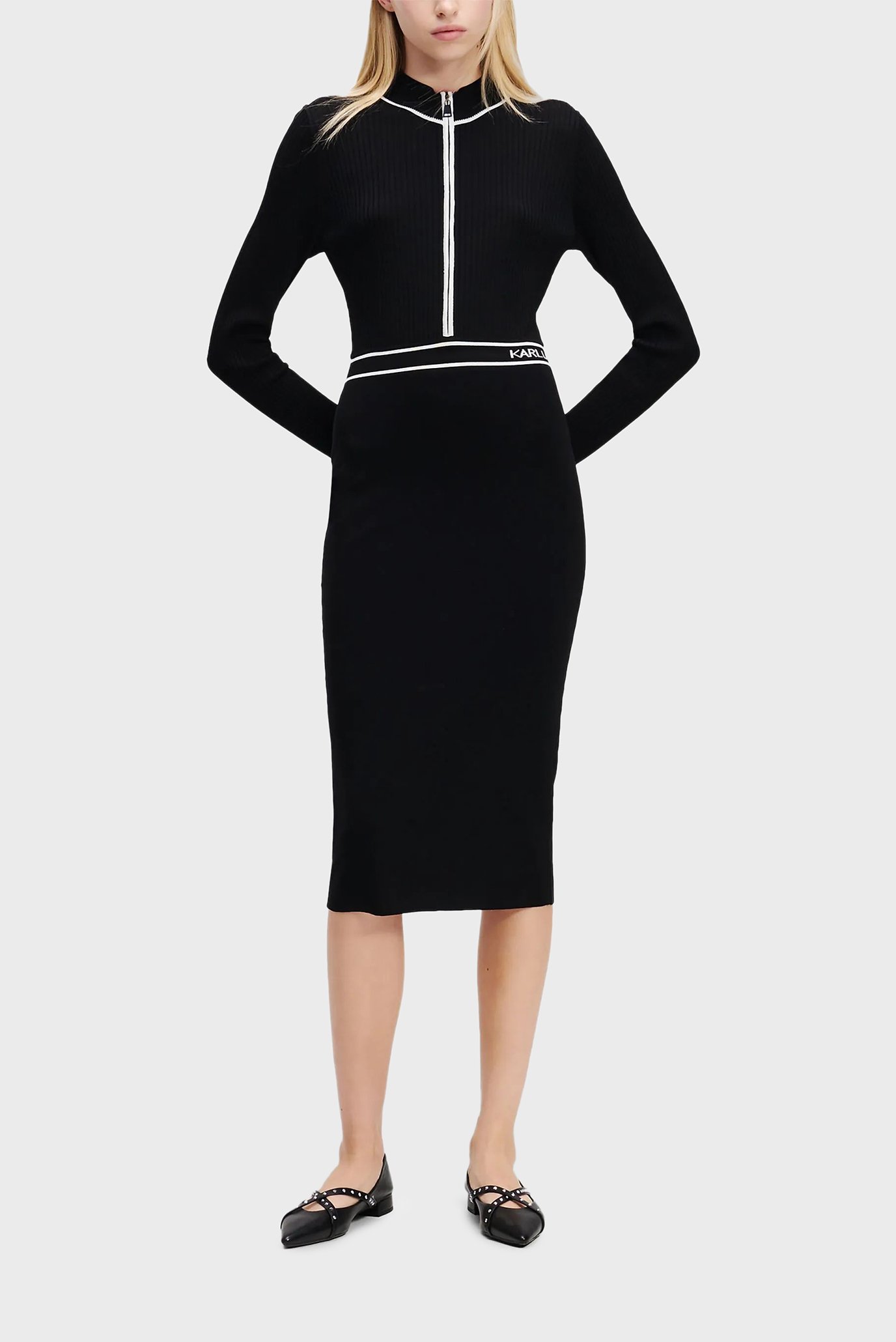 Женское черное платье LOGO KNIT DRESS 1