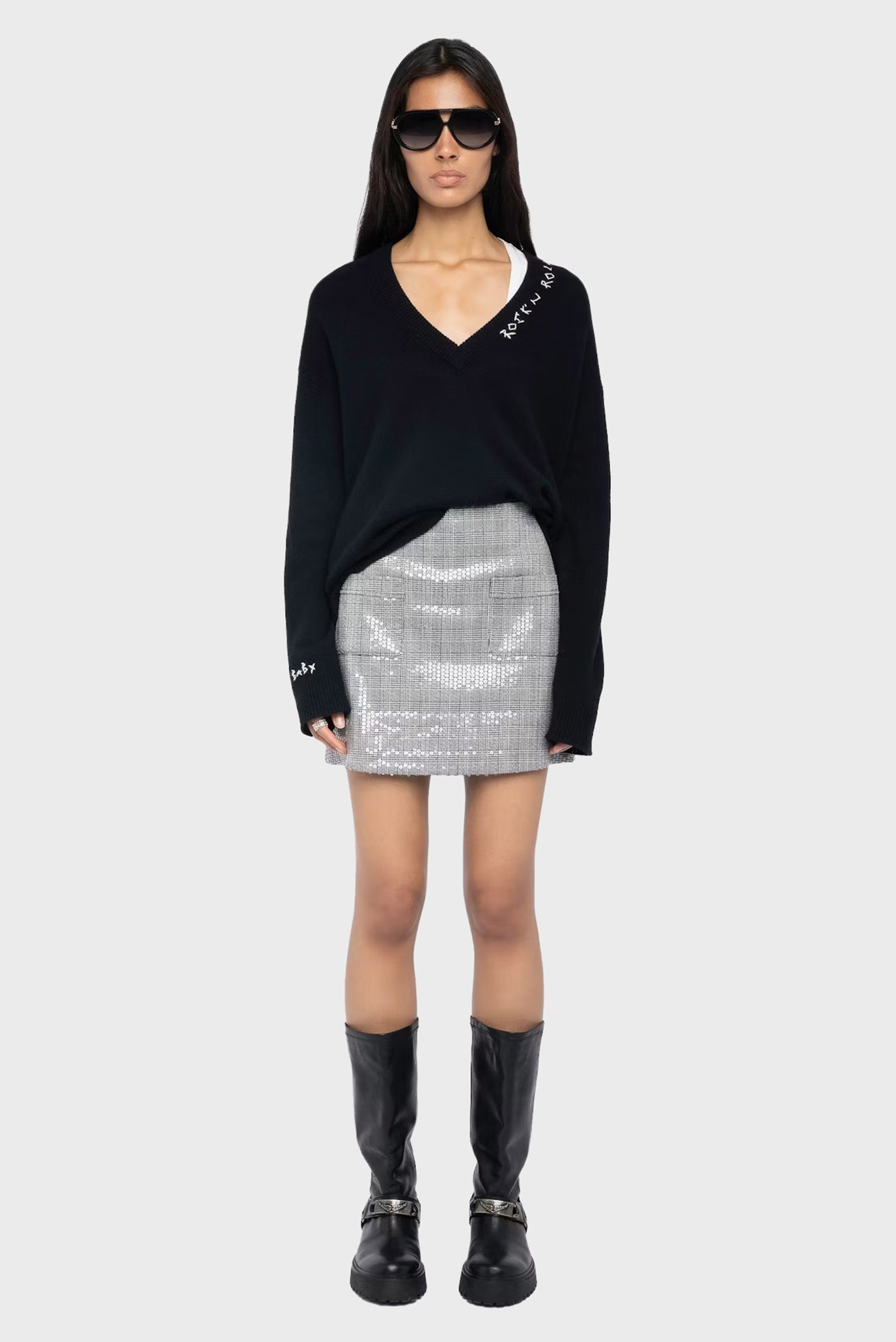 Женская серая юбка в клетку Jaime Серый 34 ZADIG&VOLTAIRE WWSK01616_BLACK Женская серая юбка в клетку Jaime Серый 34 ZADIG&VOLTAIRE WWSK01616_BLACK