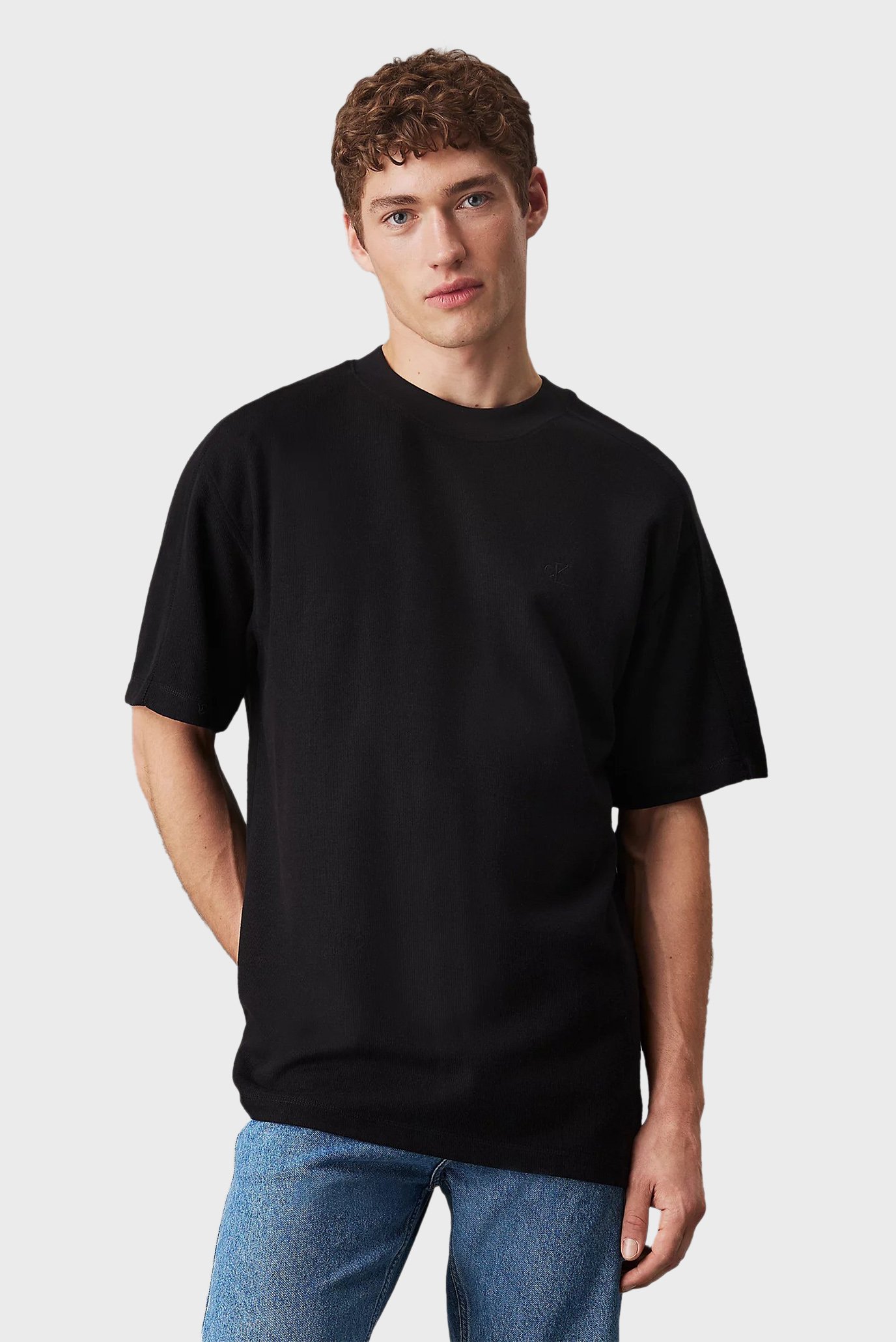 Мужская черная футболка BRUSHED RIB TEE 1