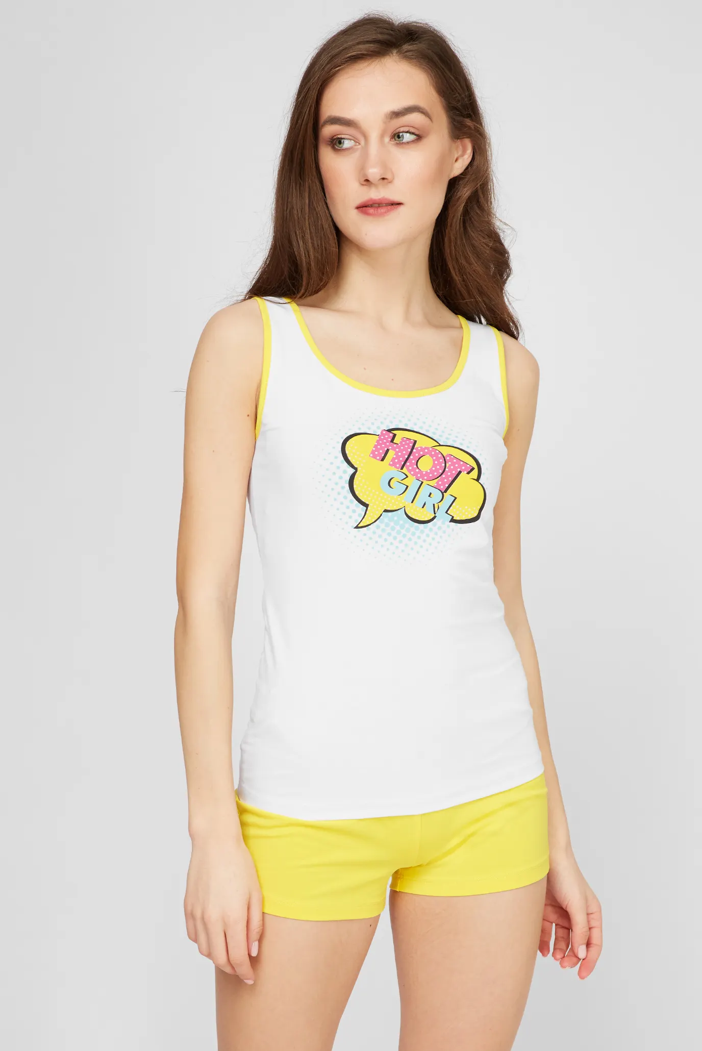 Жіноча піжама (майка, шорти) Yellow 2