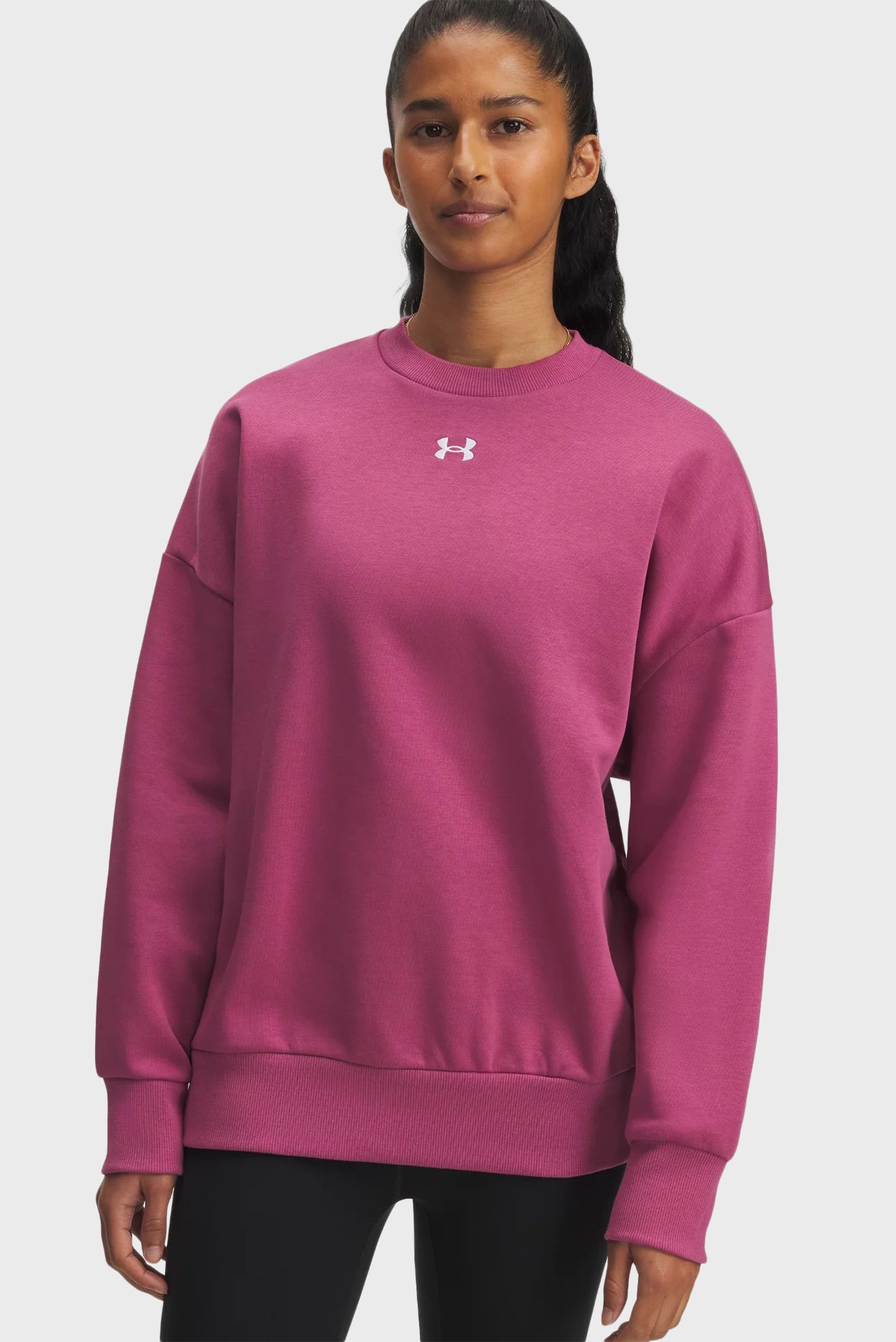 Женский розовый свитшот UA Rival Fleece OS Crew Розовый L Under Armour 1386463-659 Женский розовый свитшот UA Rival Fleece OS Crew Розовый L Under Armour 1386463-659