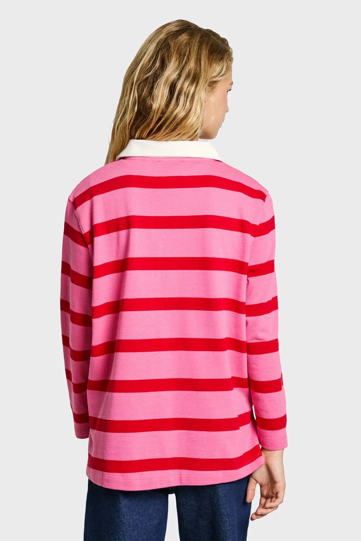Женское розовое поло в полоску RHONDA 3