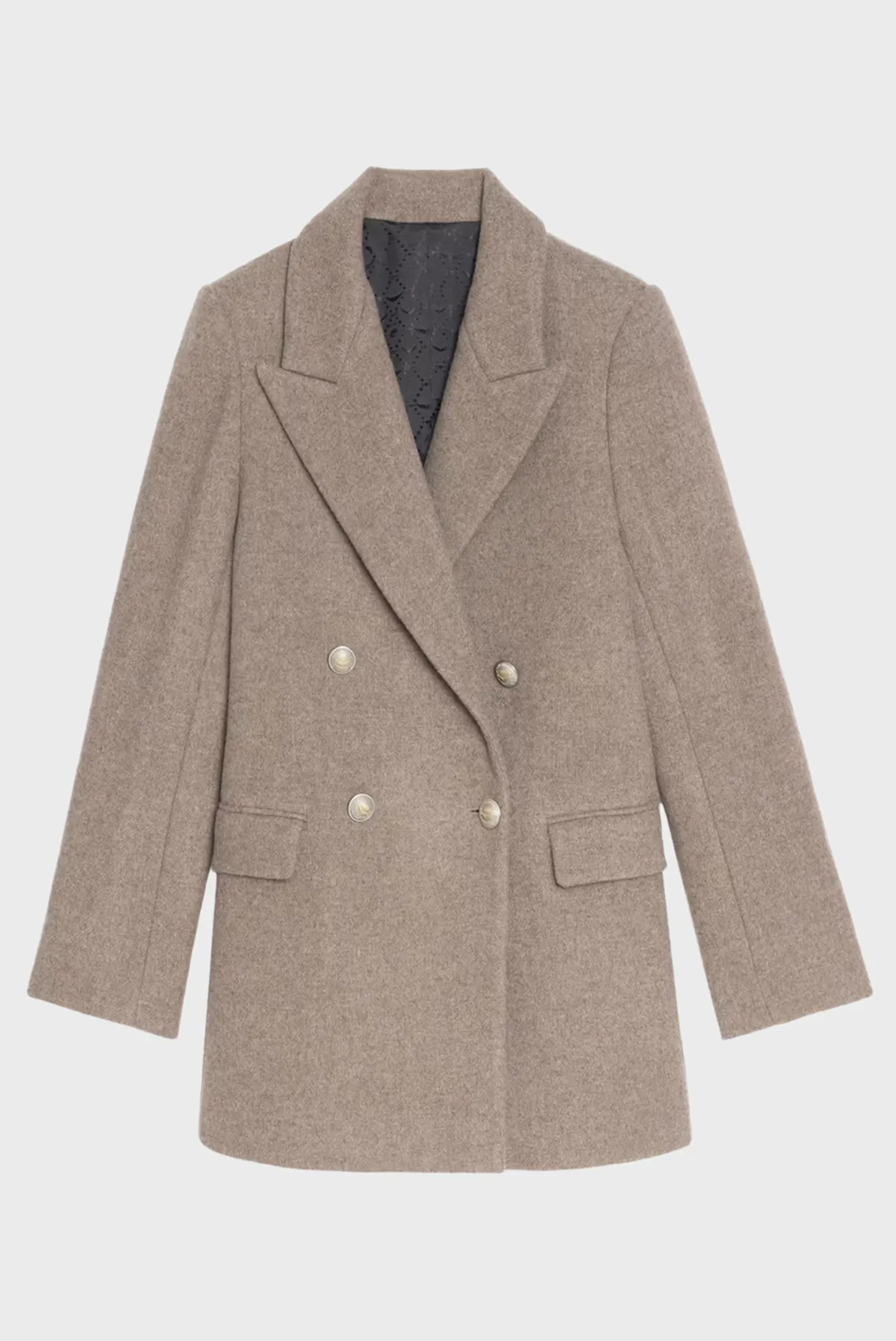 Жіноче бежеве вовняне пальто Miew 7