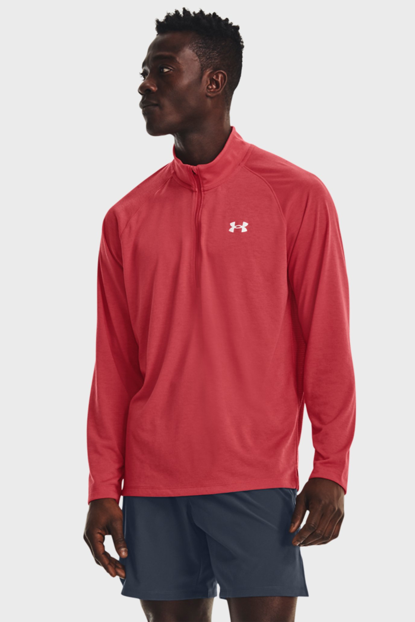 Мужская красная спортивная кофта UA STREAKER HALF ZIP 1