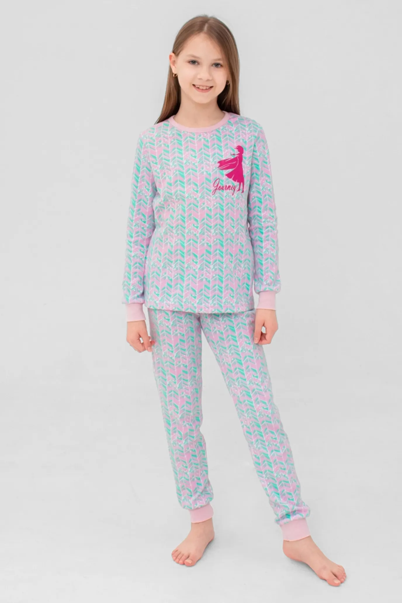 Детская пижама с узором (лонгслив, брюки) 1