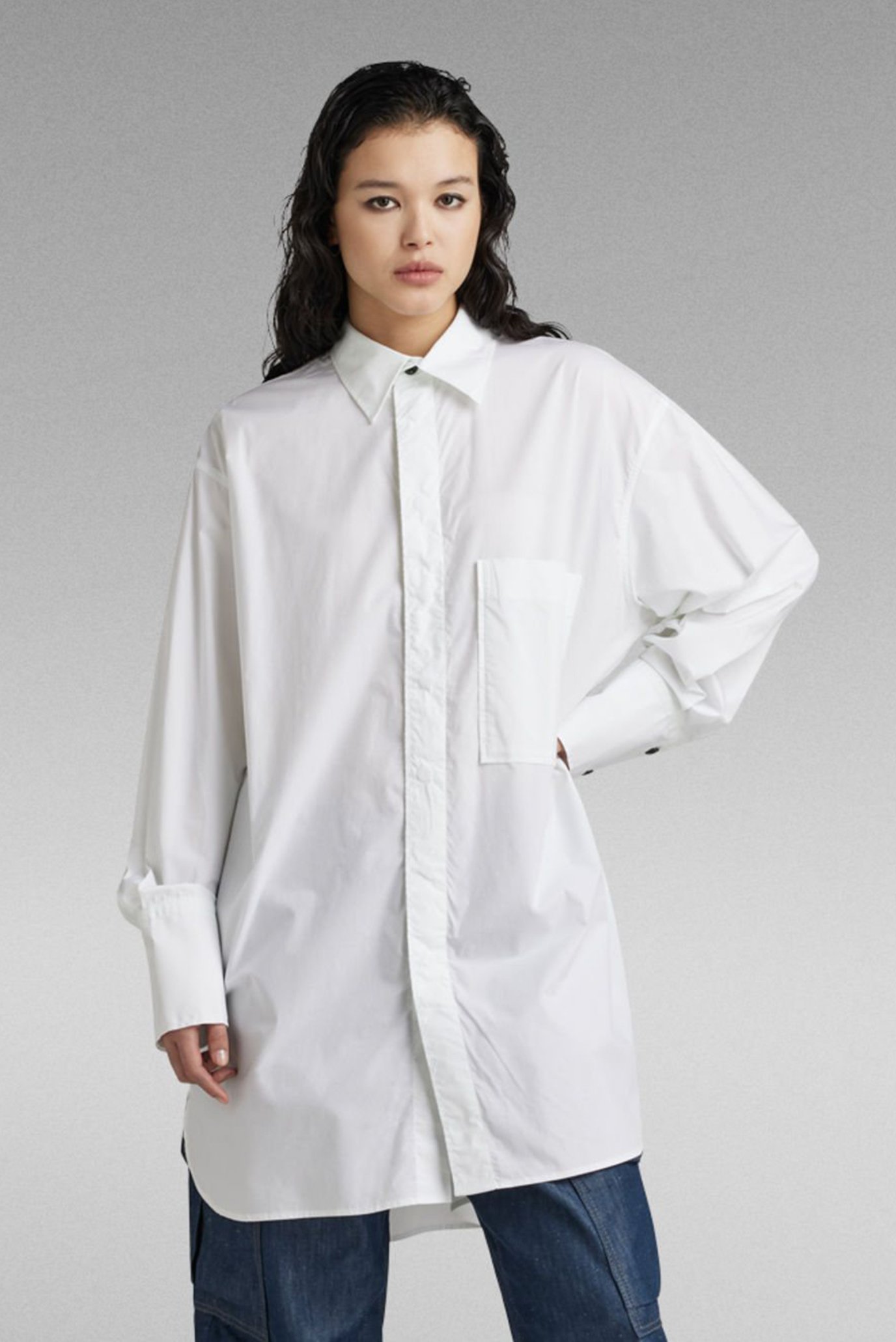 Женская белая рубашка Oversized BF 1