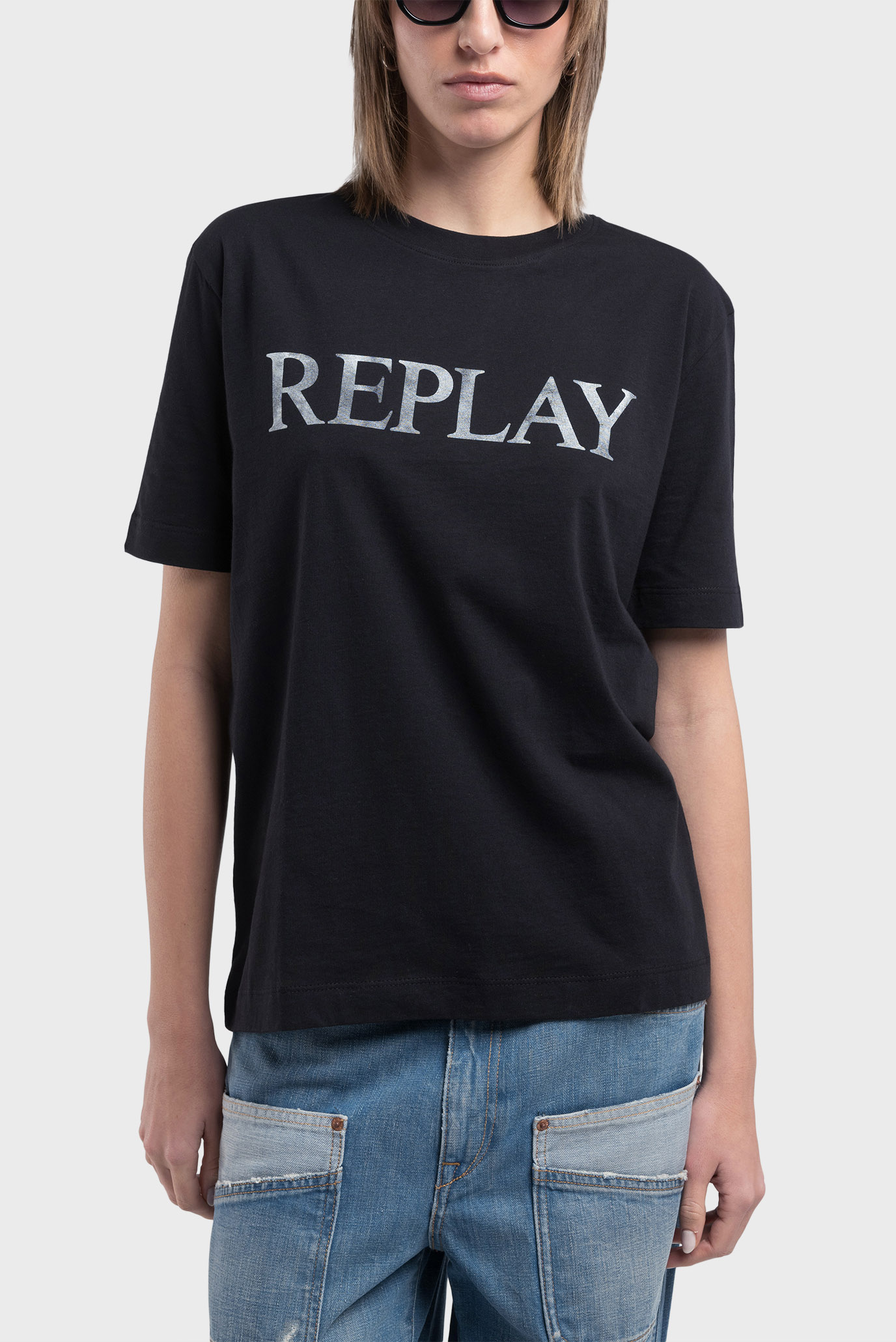 Женская черная футболка Черный XS Replay W3379B.000.20994