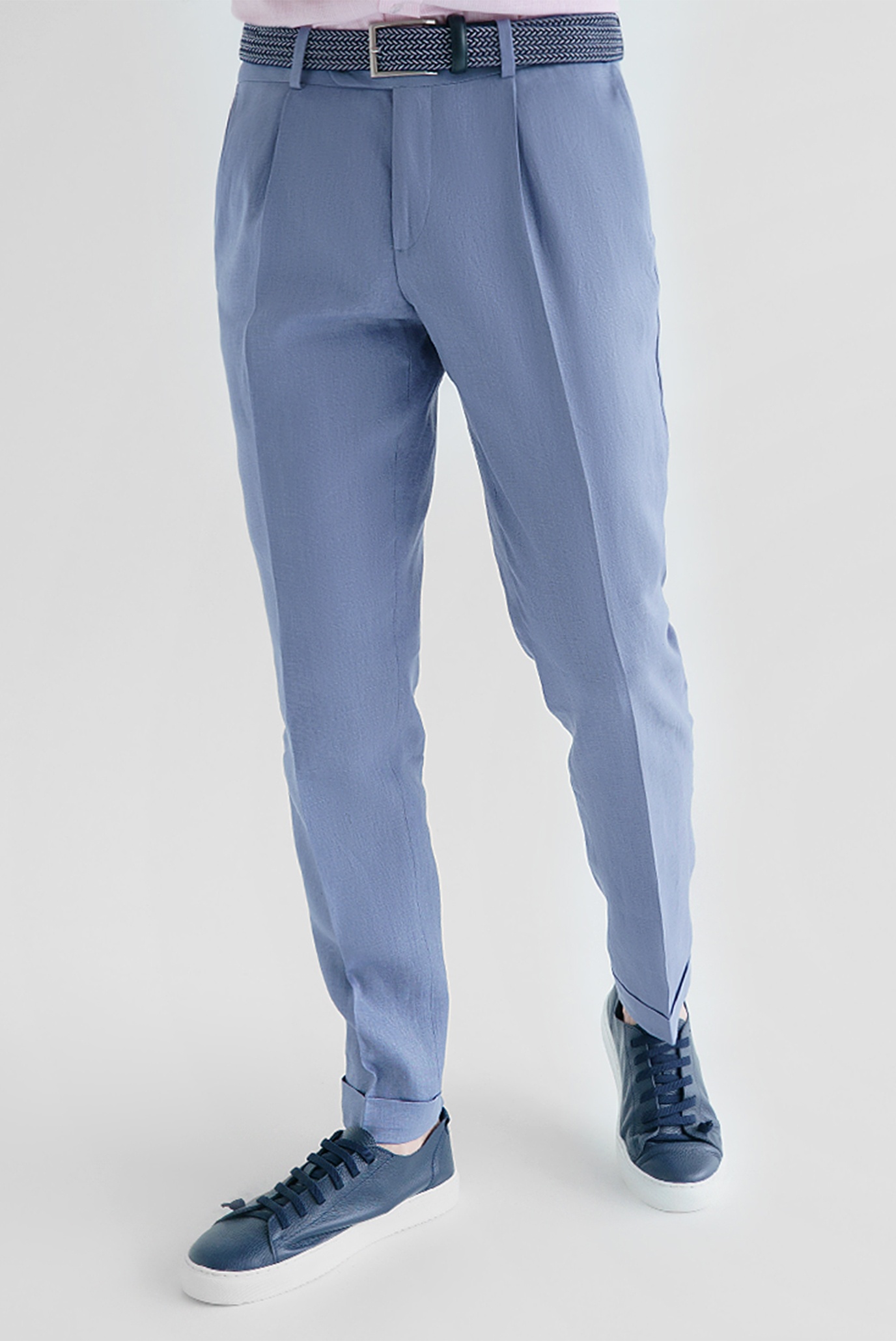Чоловічі блакитні лляні брюки 1