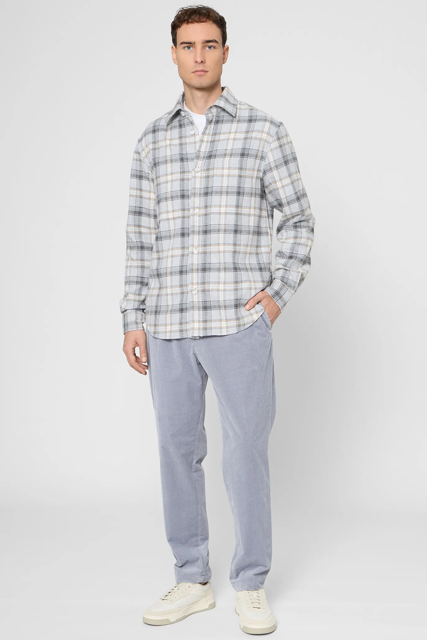 Чоловіча сіра картата сорочка 2