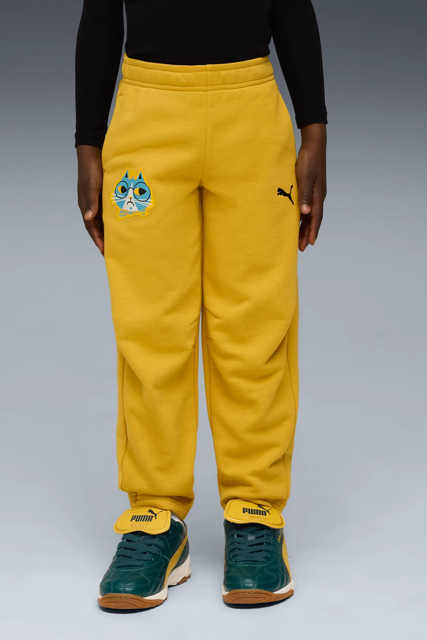 Детские горчичные спортивные брюки Moody Cat Sweatpants Kids 1