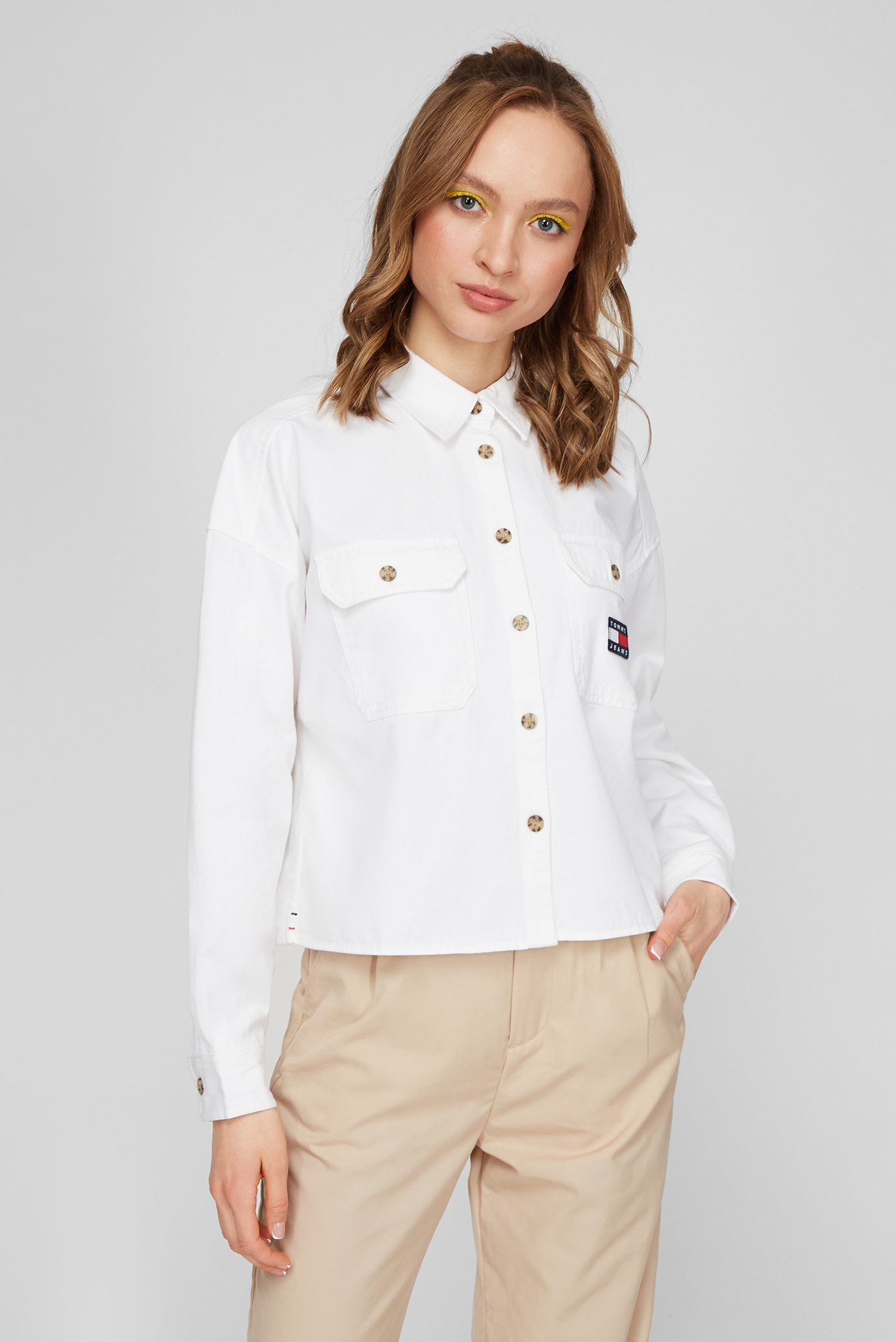 Женская белая джинсовая рубашка TJW CROPPED UTILITY 1