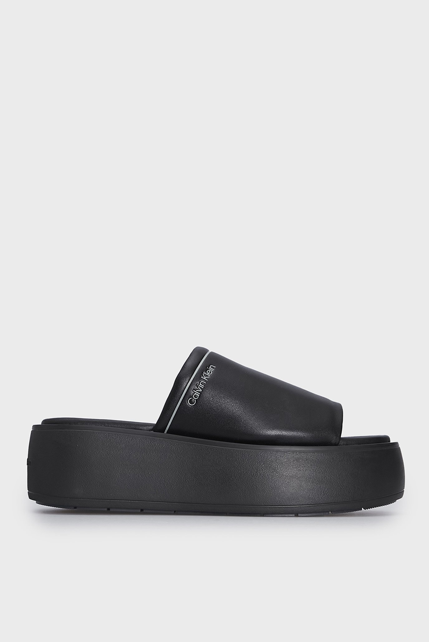 Женские черные кожаные слайдеры FLATFORM SLIDE LTH 1