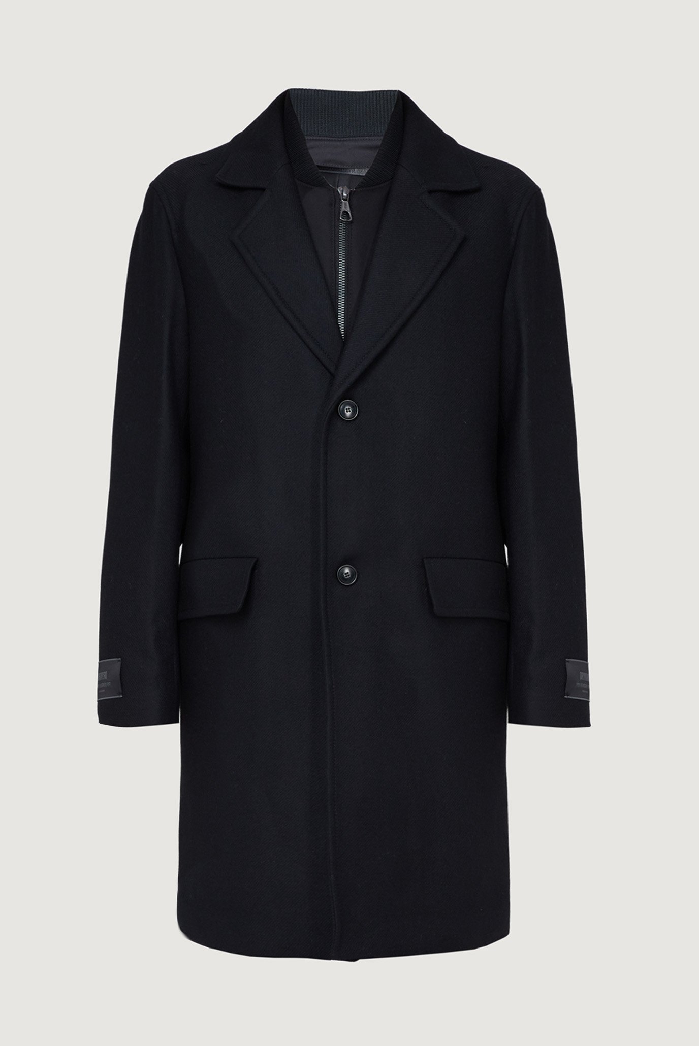 Мужское черное шерстяное пальто SOLANO_IN 1