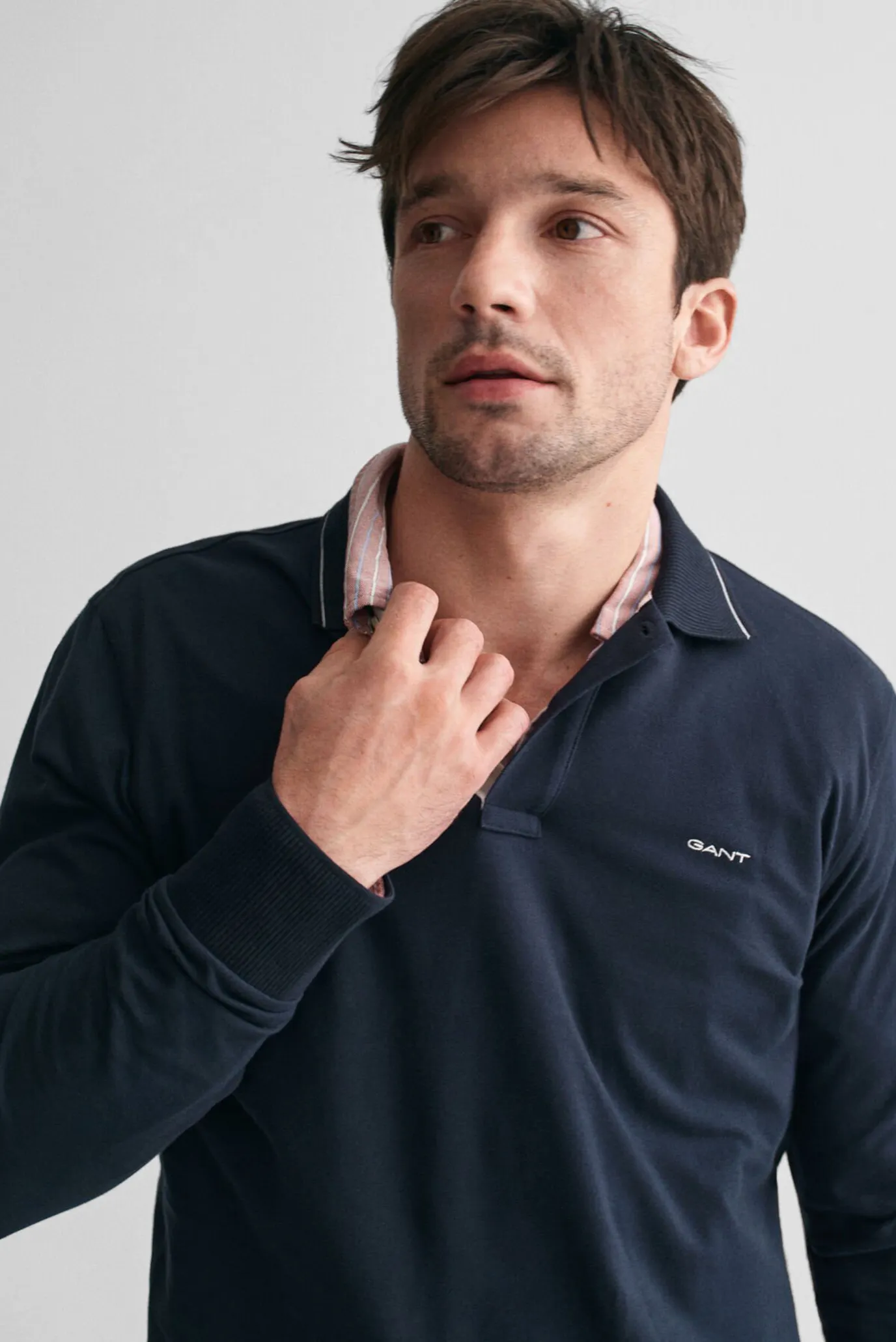 Чоловіче темно-синє поло TEXTURED COLLAR 4