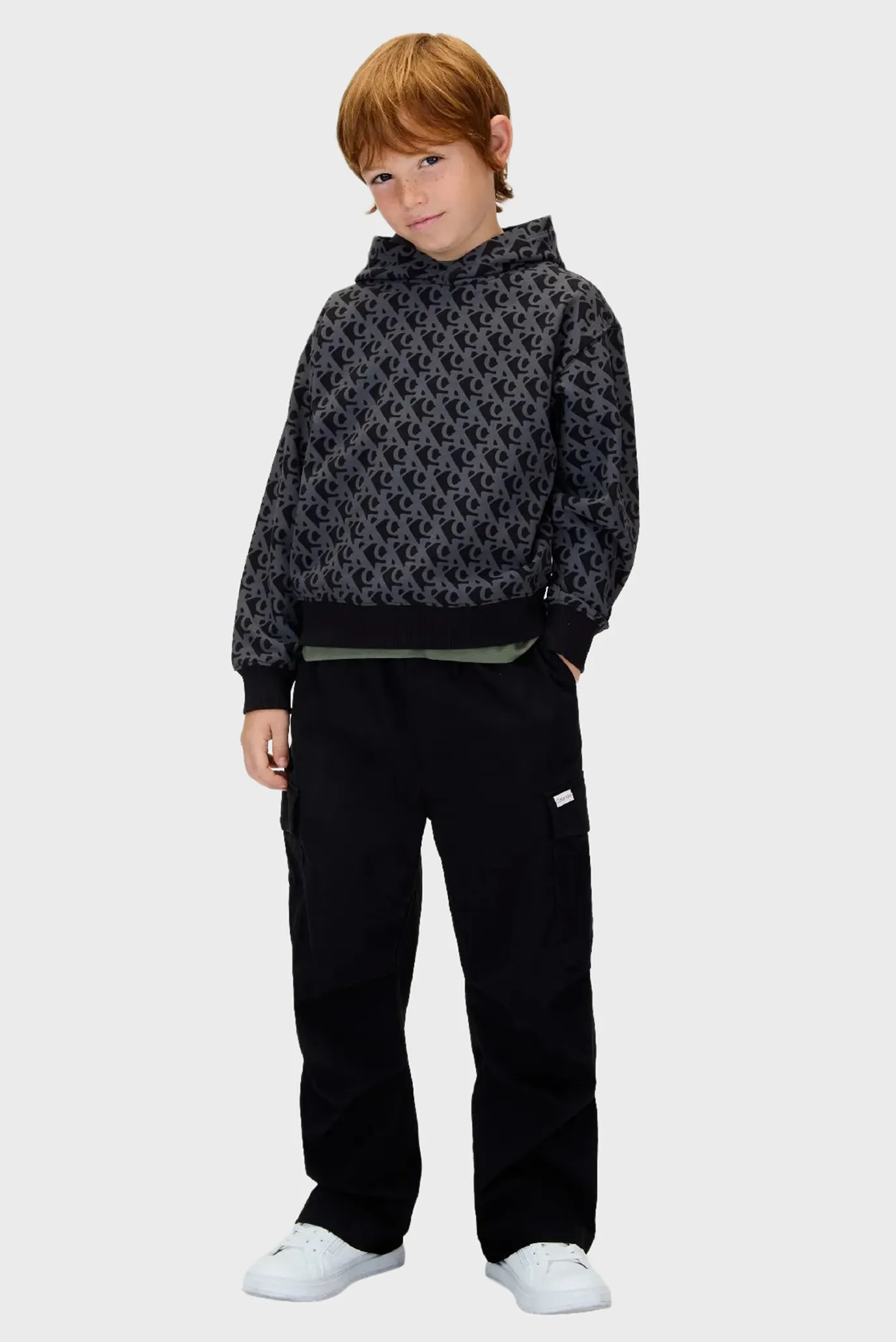 Дитяче чорне худі з візерунком LOGO 2