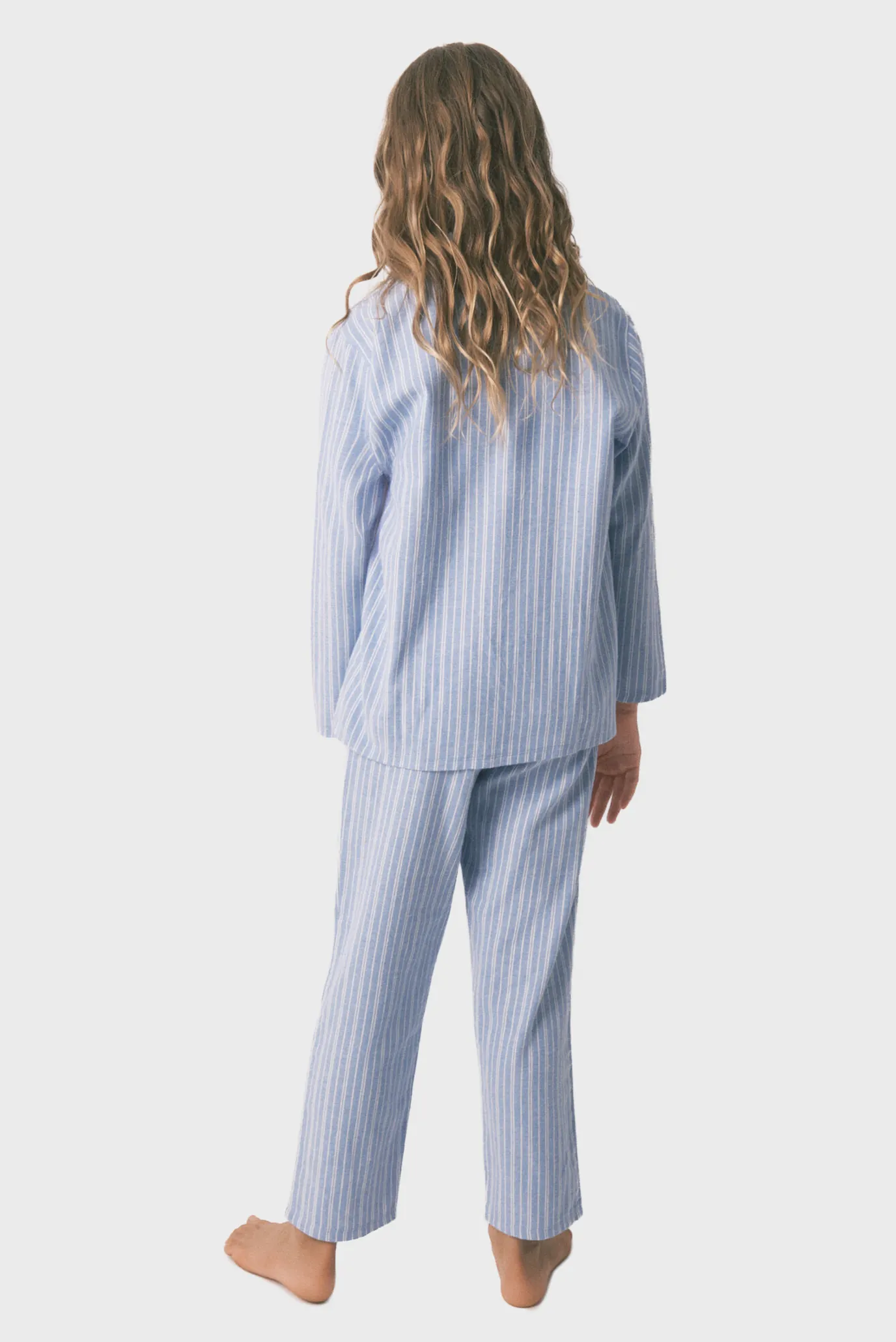 Дитяча блакитна піжама у смужку (сорочка, брюки) 2