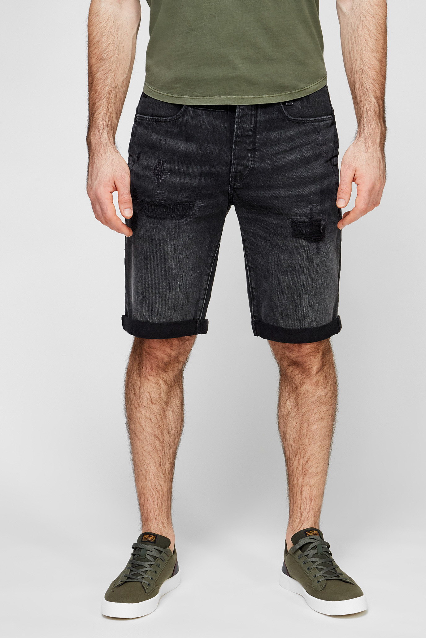 Мужские черные джинсовые шорты D-Staq 3D short 1