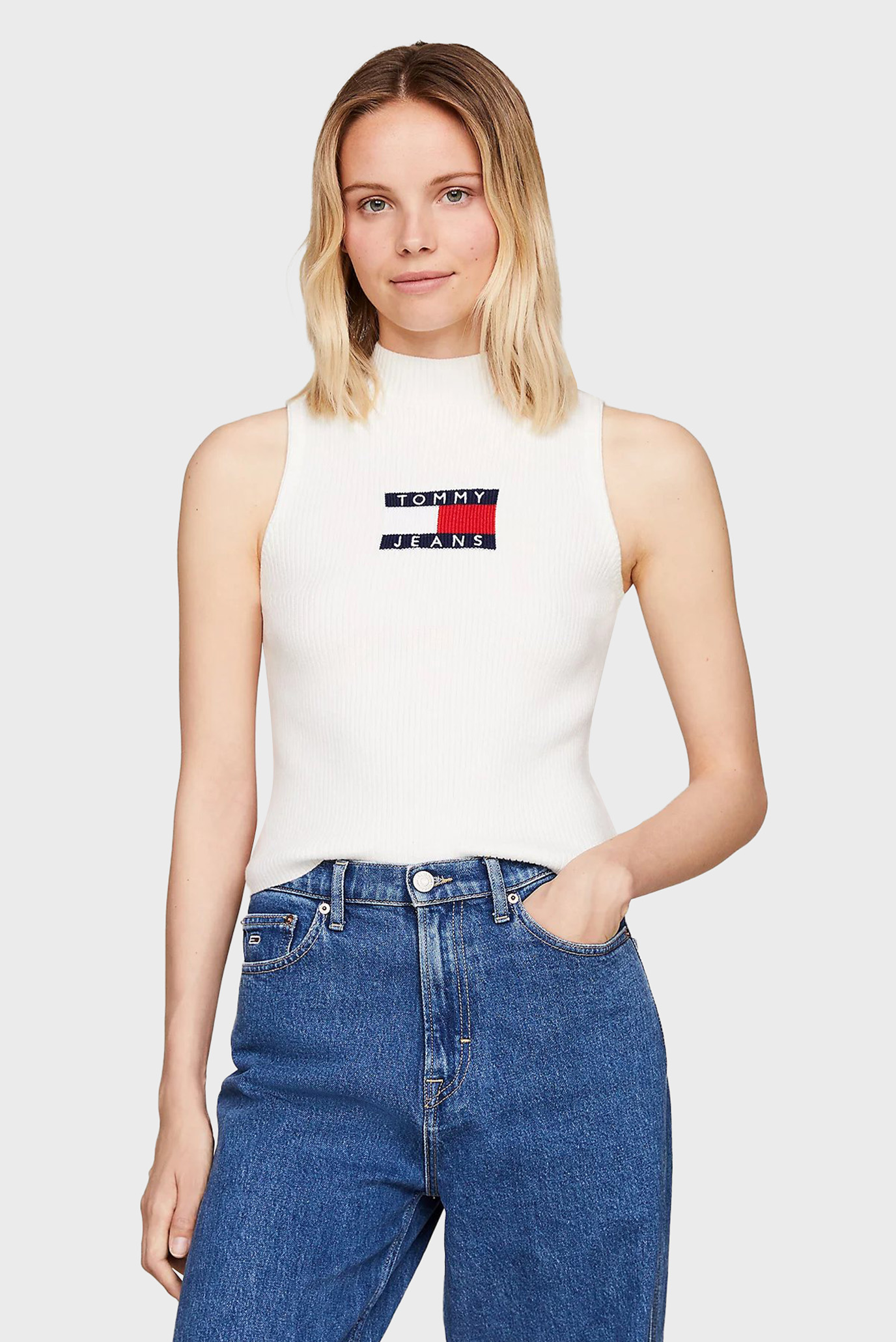 Женский белый топ TJW SL RIB CENTER FLAG MOCKNECK 1