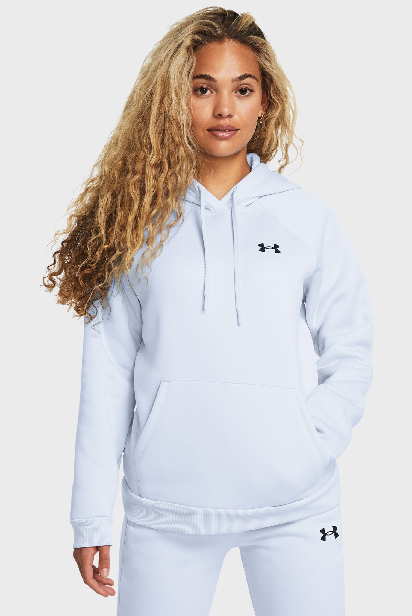 Жіноче блакитне худі UA Armour Fleece Hoodie 1