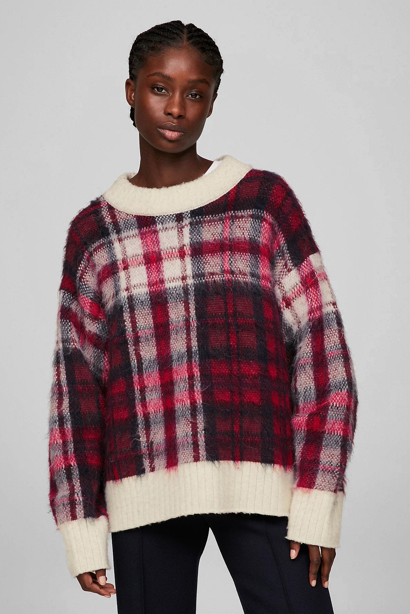 Жіночий червоний картатий светр THC TARTAN CREST SWEATER 1