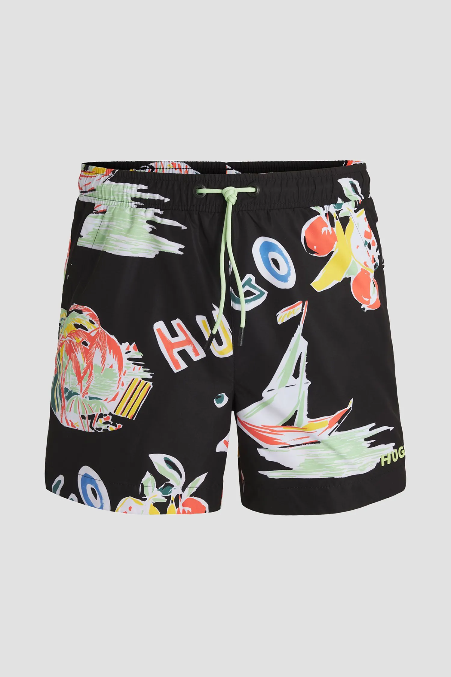 Мужские черные шорты для плавания с узором 4