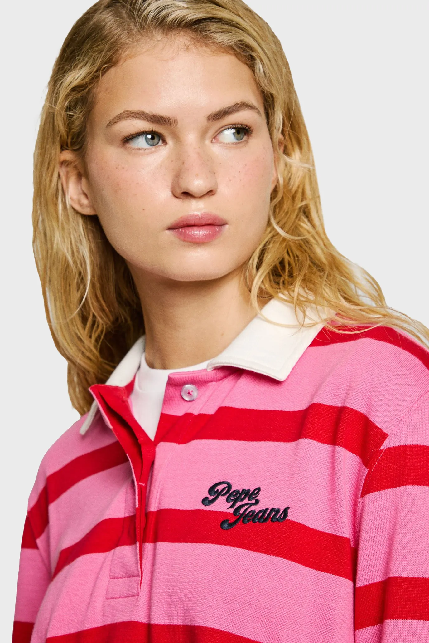 Женское розовое поло в полоску RHONDA 5