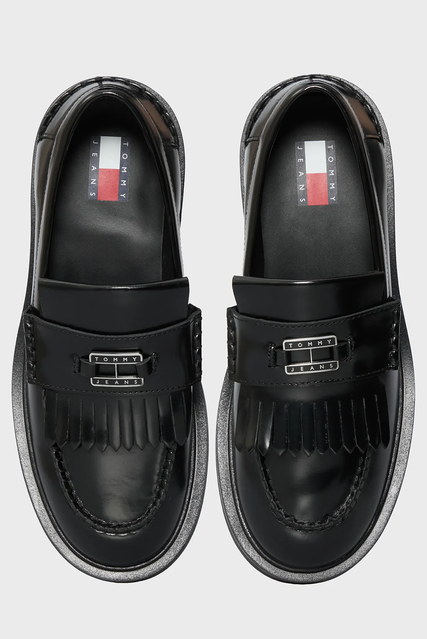 Женские черные кожаные лоферы FRINGES 4