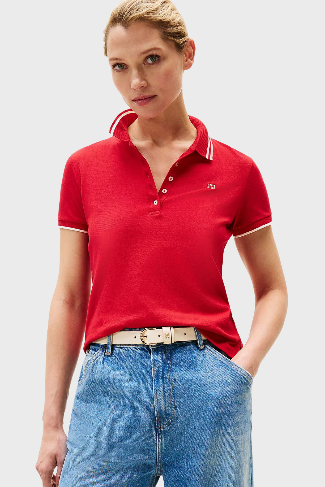 Женское красное поло Красный L Tommy Hilfiger WW0WW44517 Женское красное поло Красный L Tommy Hilfiger WW0WW44517