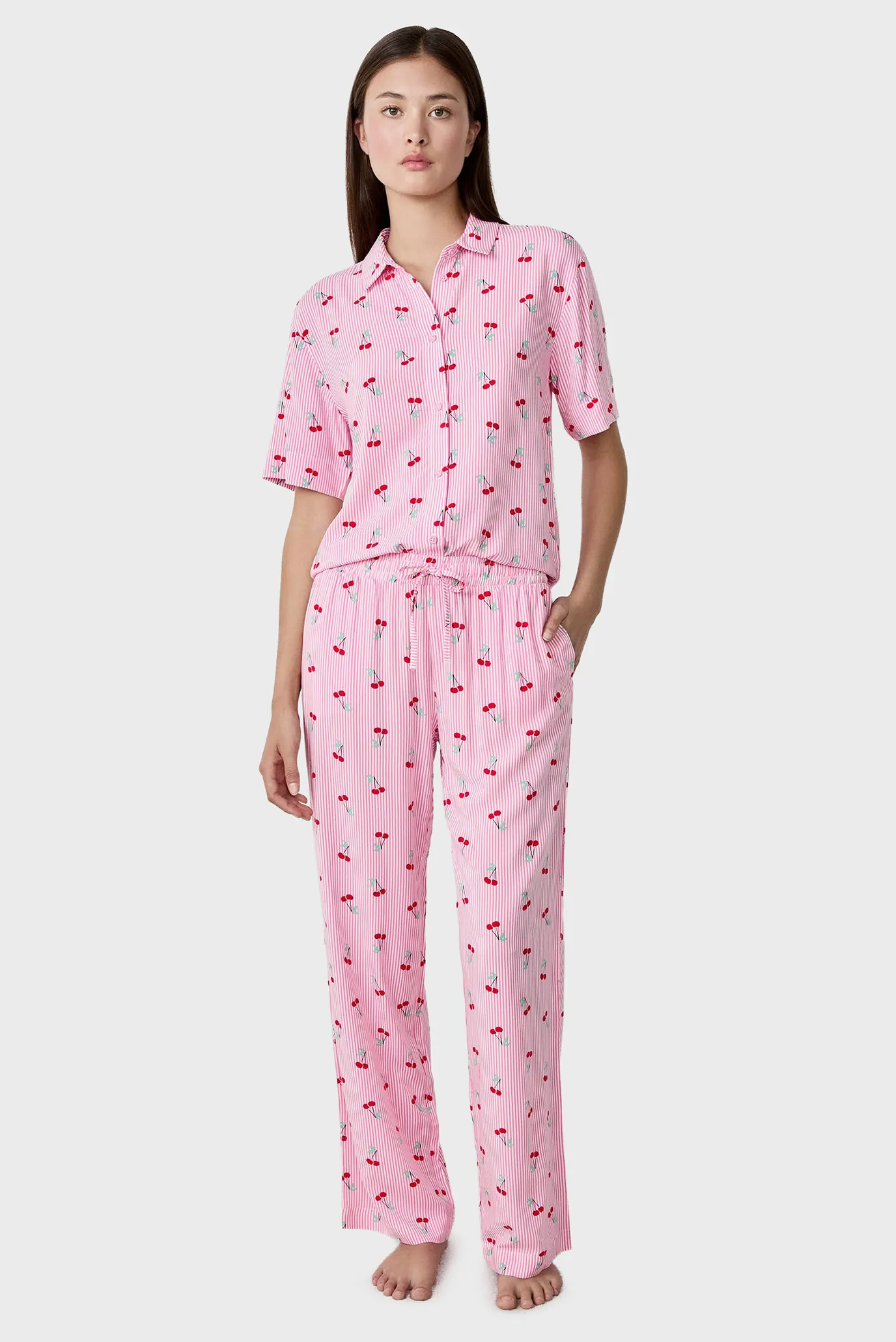 Женские розовые брюки с узором CALISTO 2