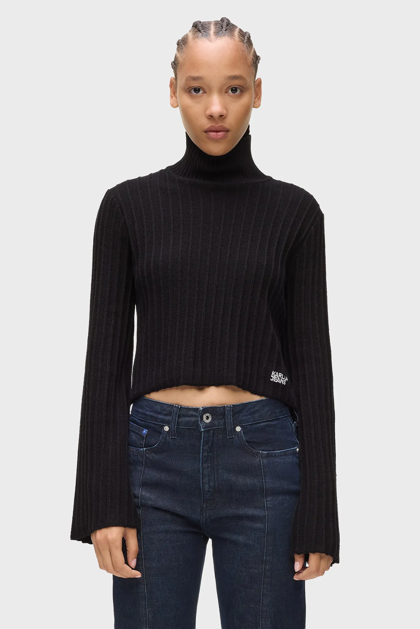 Женский черный гольф plisse 1