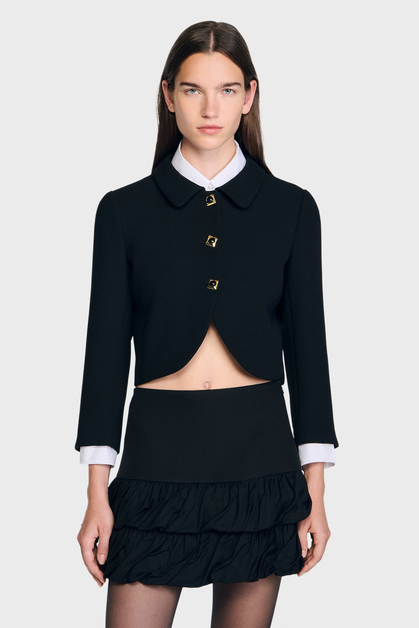 Женский черный жакет Черный 40 Sandro SFPVE01217_Black Женский черный жакет Черный 40 Sandro SFPVE01217_Black