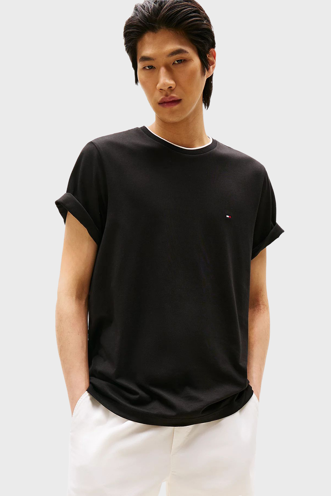 Мужская черная футболка COTTON MODAL TEE Черный XXL Tommy Hilfiger MW0MW39368 Мужская черная футболка COTTON MODAL TEE Черный XXL Tommy Hilfiger MW0MW39368
