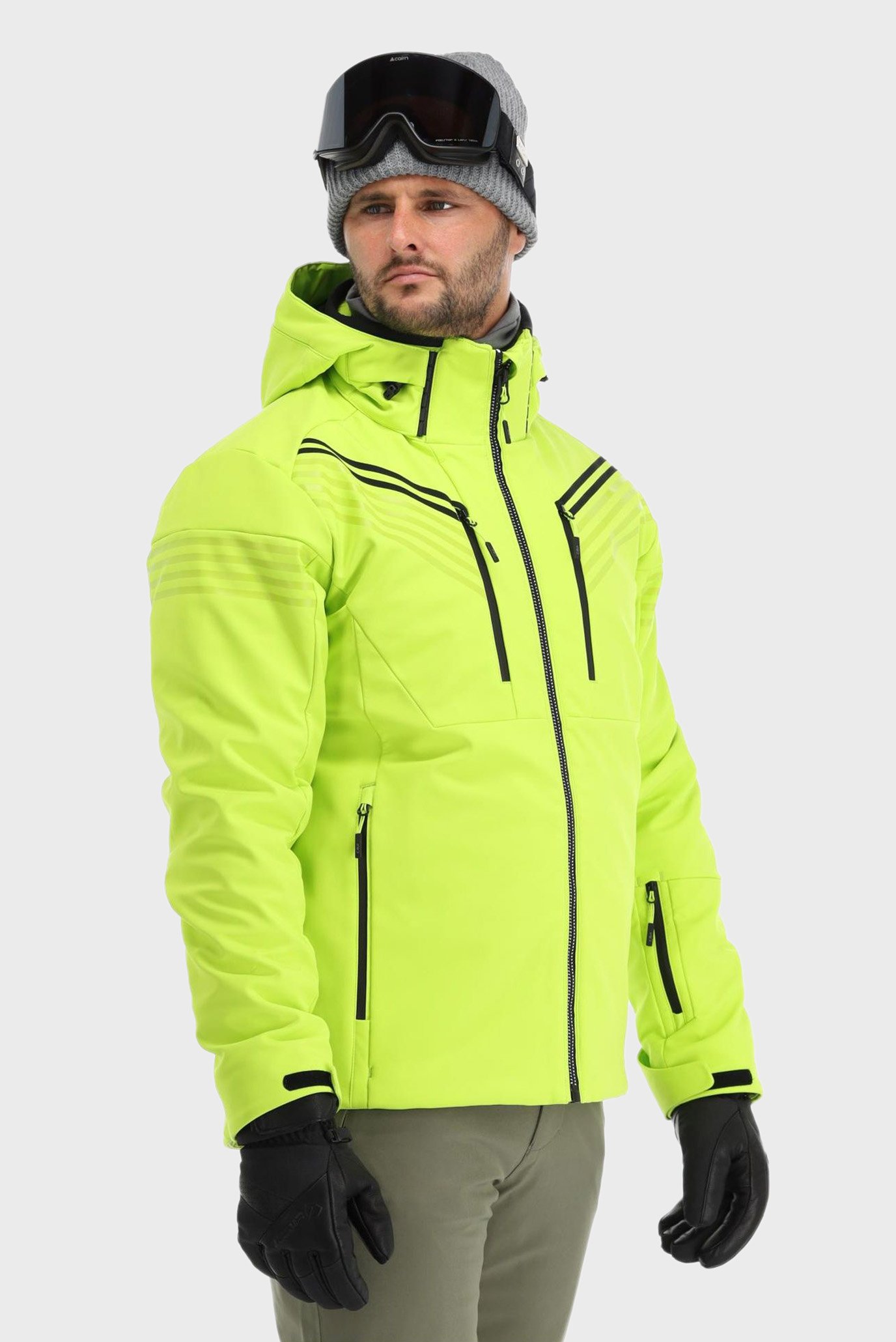 Мужская салатовая лыжная куртка 1