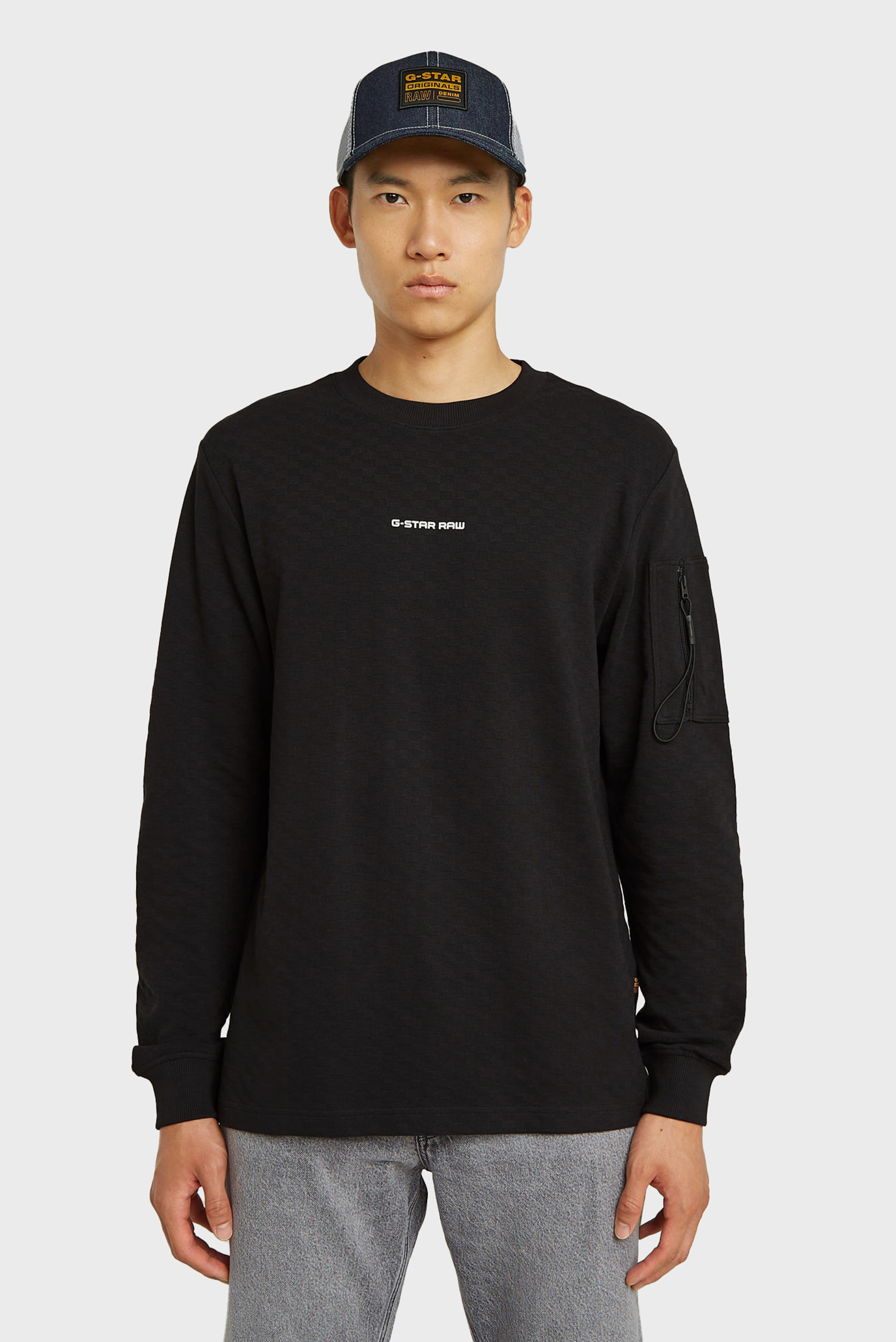 Мужской черный лонгслив Checquard Черный M G-Star RAW D26033,D965 Мужской черный лонгслив Checquard Черный M G-Star RAW D26033,D965
