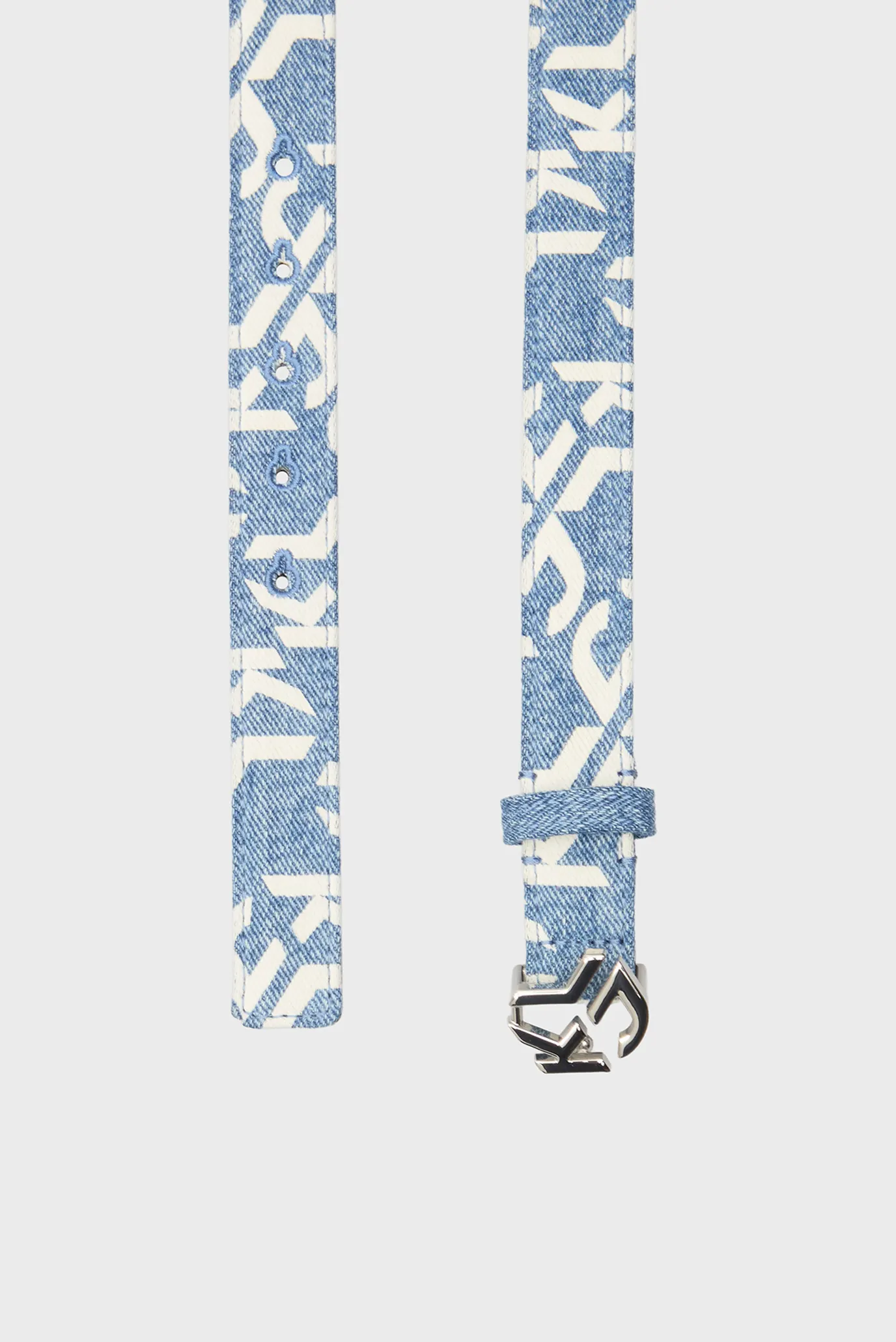 Жіночий блакитний джинсовий ремінь з візерунком monogram denim wmn logo belt 3