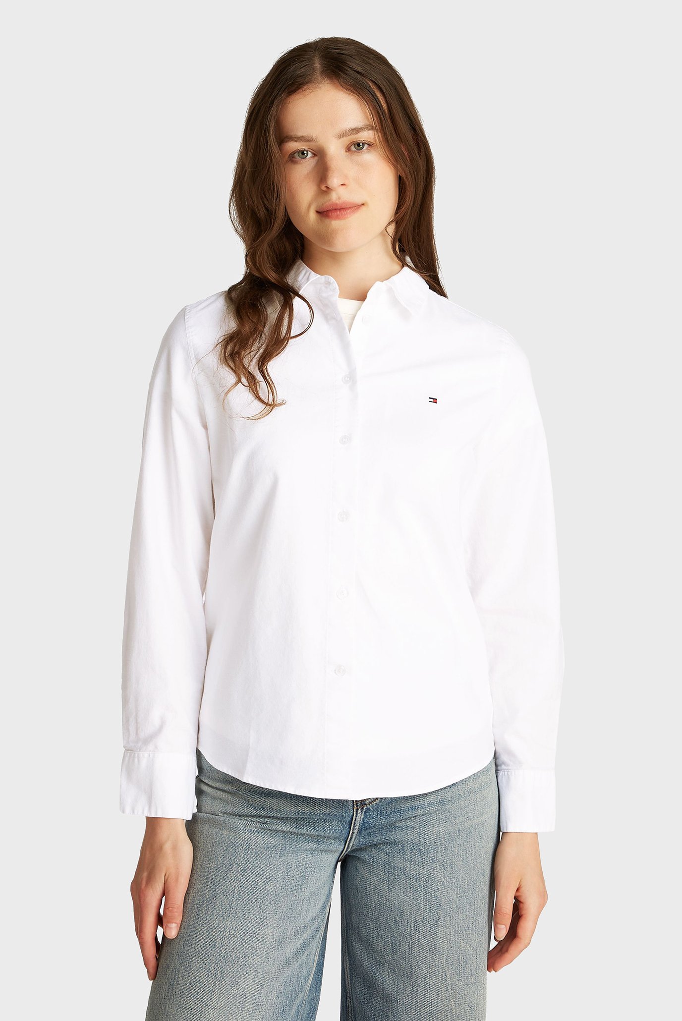 Женская белая рубашка STRETCH OXFORD REGULAR SHIRT Белый S Tommy Hilfiger WW0WW42019 Женская белая рубашка STRETCH OXFORD REGULAR SHIRT Белый S Tommy Hilfiger WW0WW42019