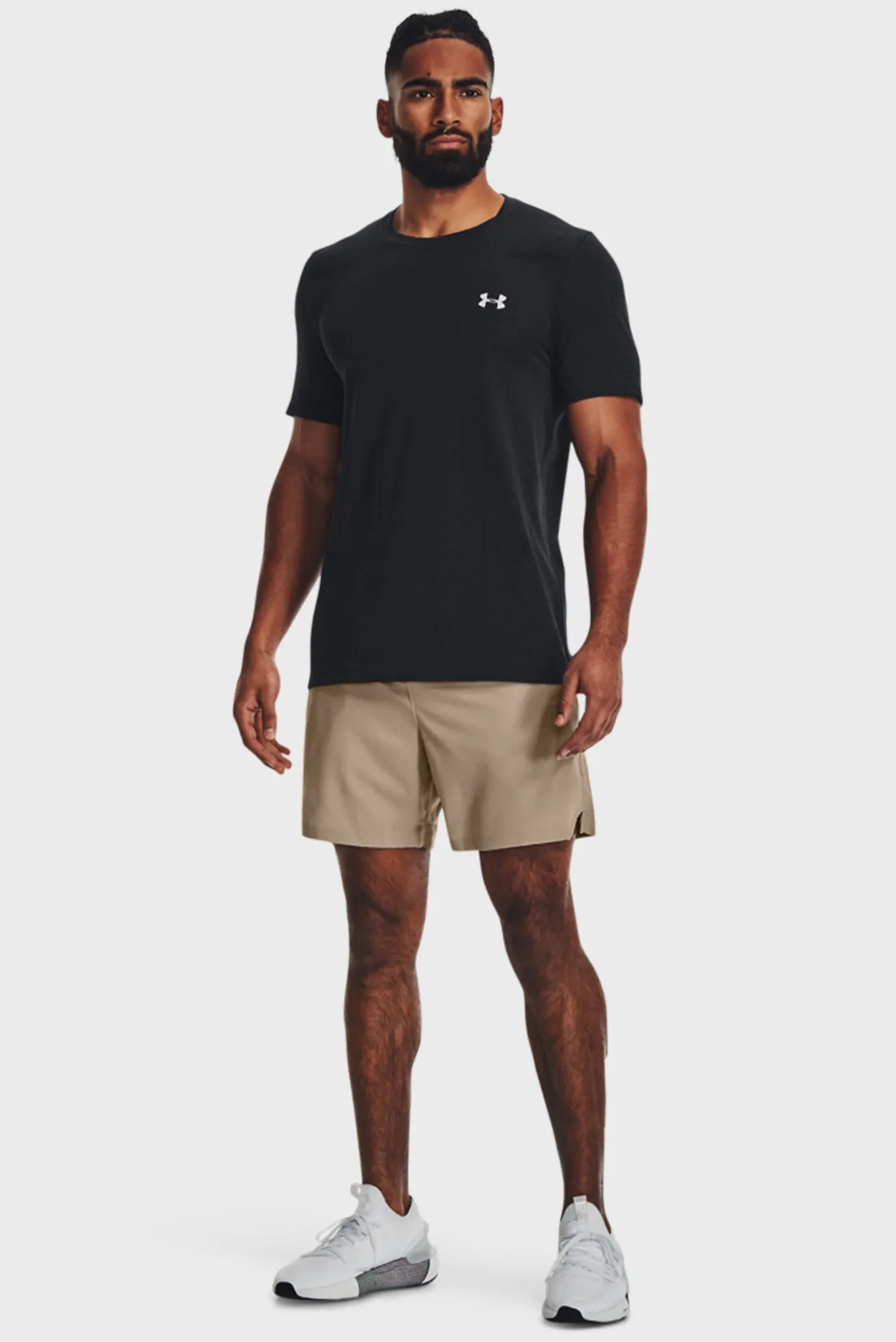 Чоловіча чорна картата футболка UA Seamless Grid SS 2