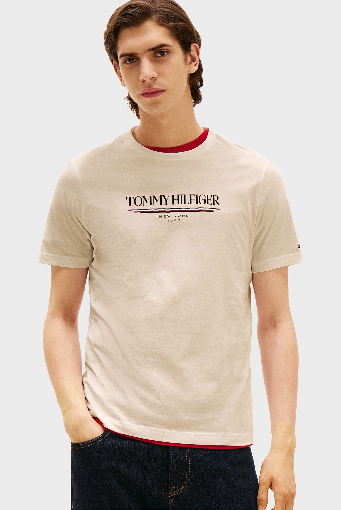 Мужская бежевая футболка BRAND LOVE HILFIGER Бежевый XXL Tommy Hilfiger MW0MW40324 Мужская бежевая футболка BRAND LOVE HILFIGER Бежевый XXL Tommy Hilfiger MW0MW40324