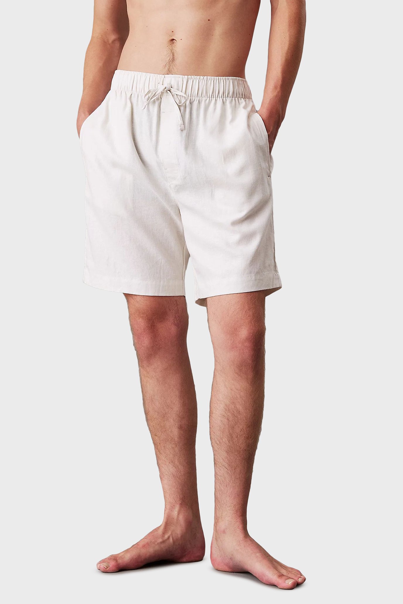 Мужские бежевые льняные шорты SLEEP SHORT Бежевый XL Calvin Klein LV00NM2888 Мужские бежевые льняные шорты SLEEP SHORT Бежевый XL Calvin Klein LV00NM2888