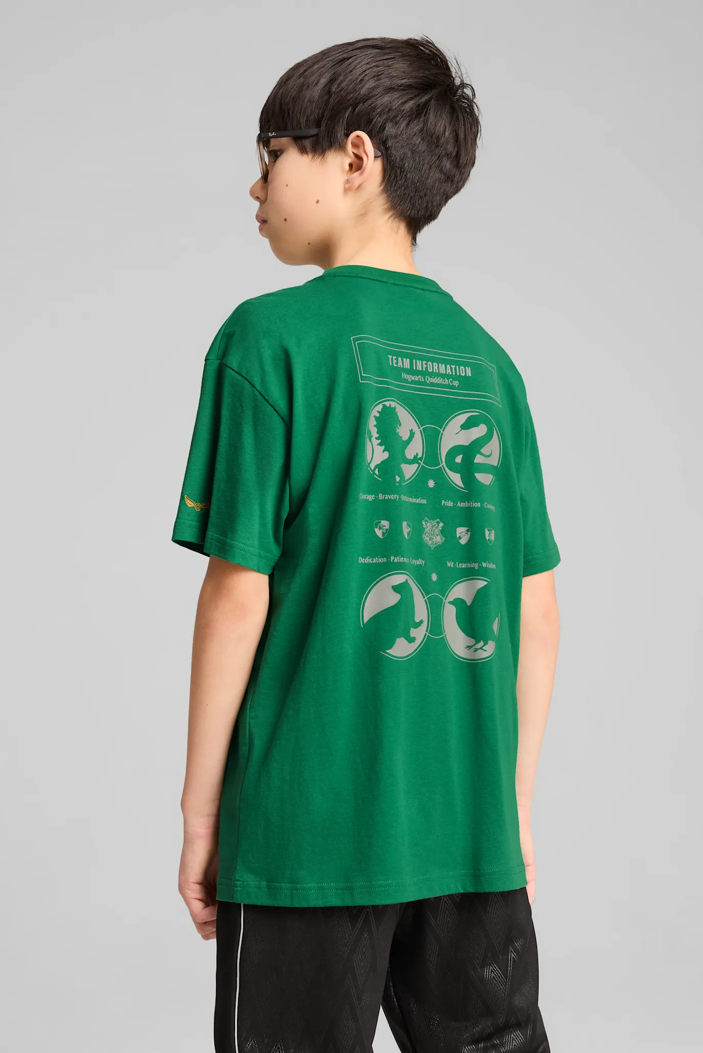 Детская зеленая футболка PUMA x HARRY POTTER Relaxed Graphic Tee Men 3