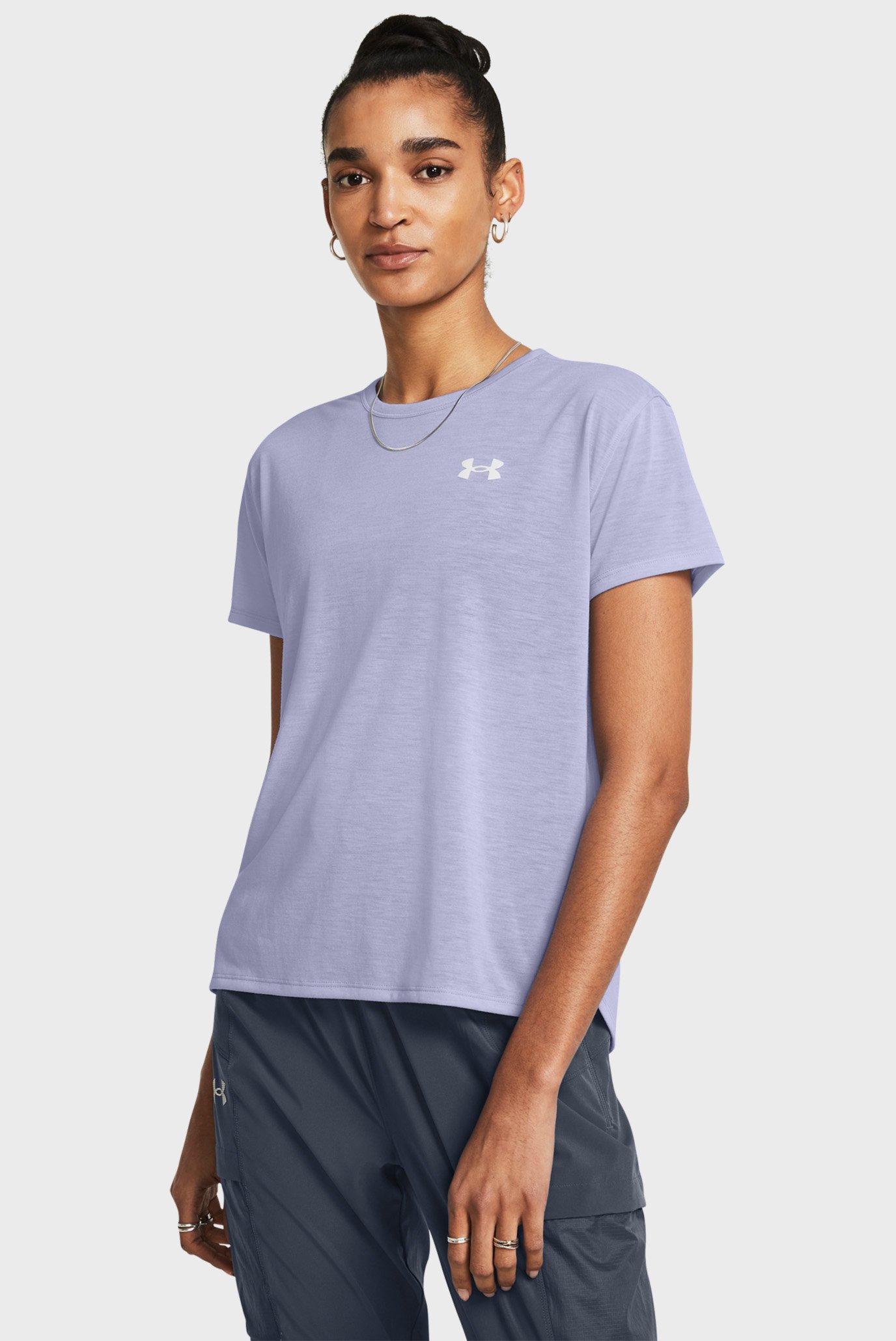 Женская сиреневая футболка UA Run Trail SS 1