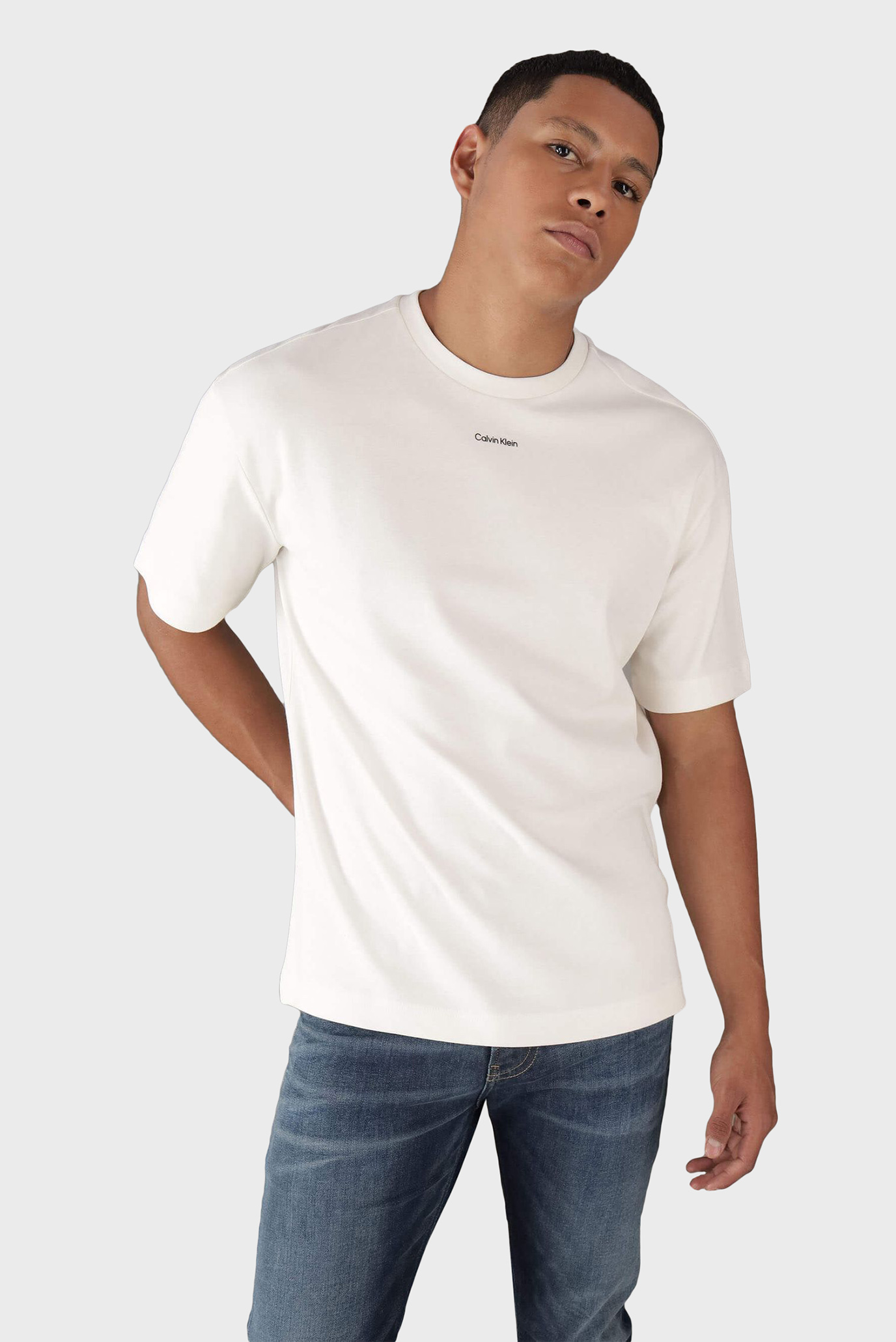 Мужская белая футболка NANO LOGO INTERLOCK Белый L Calvin Klein K10K112487 Мужская белая футболка NANO LOGO INTERLOCK Белый L Calvin Klein K10K112487