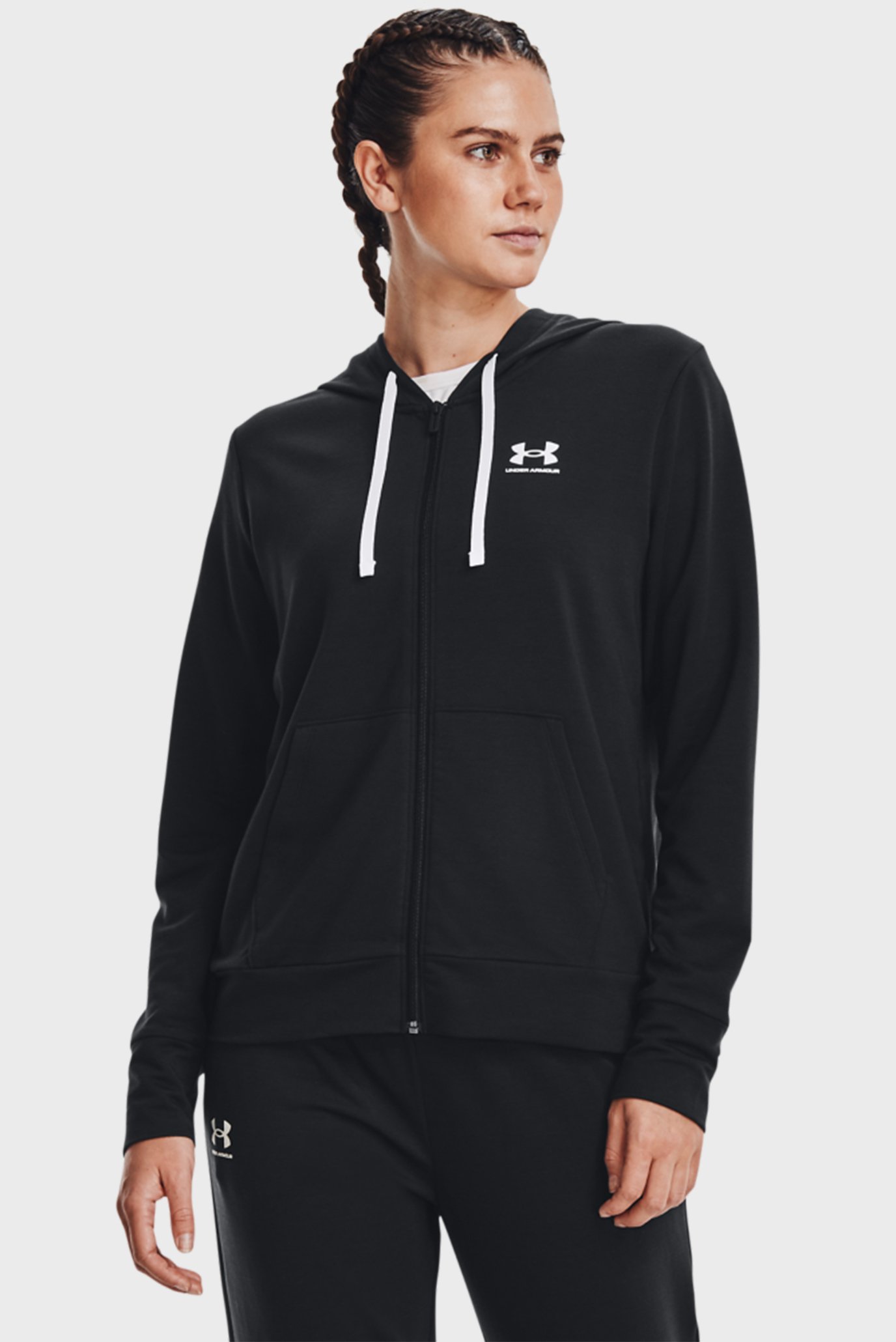 Жіноче чорне худі UA Rival Terry Full-Zip Hoodie 1