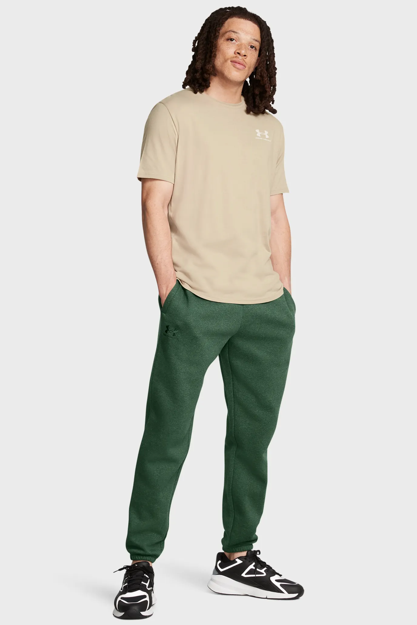 Чоловічі зелені спортивні штани UA Essential Fleece Jogger 2