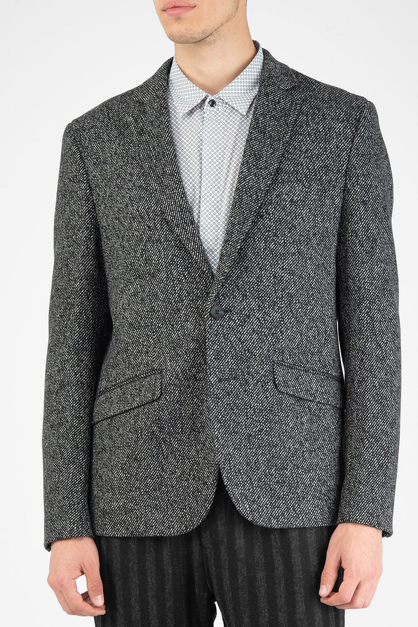 Мужской серый шерстяной пиджак 1